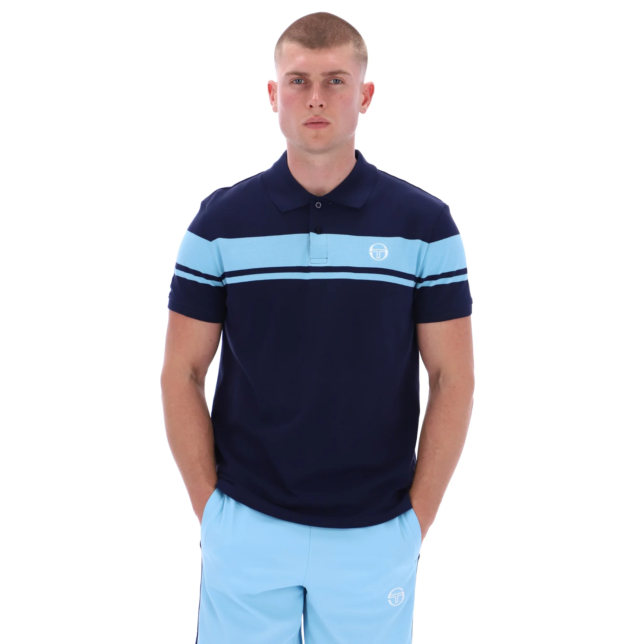 Mens Sergio Tacchini Maritime Blue/Baltic Sea Young Line S/s Polo Shirt - Image 2