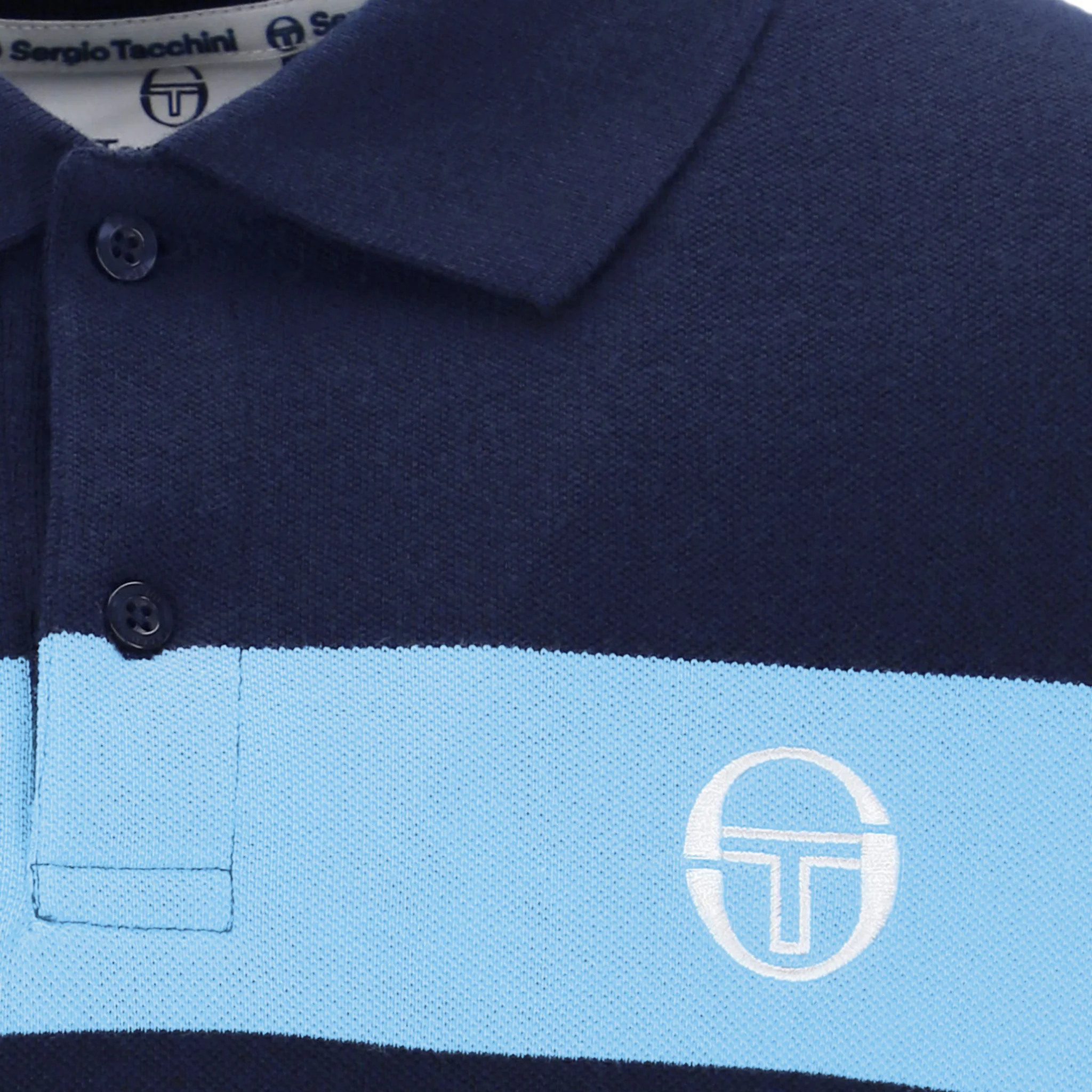 Mens Sergio Tacchini Maritime Blue/Baltic Sea Young Line S/s Polo Shirt - Image 3