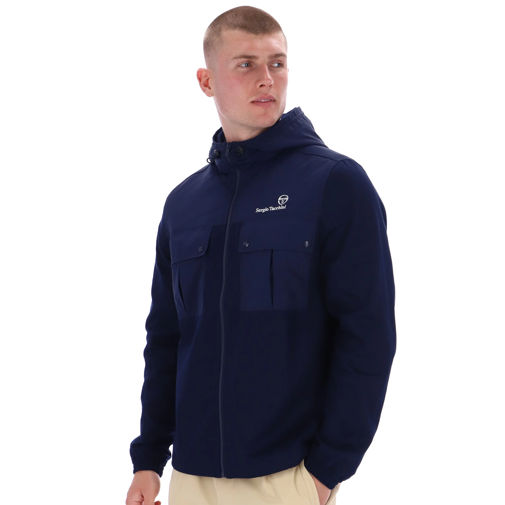 Mens Sergio Tacchini Maritime Blue Calisti Hooded Jacket - Image 2