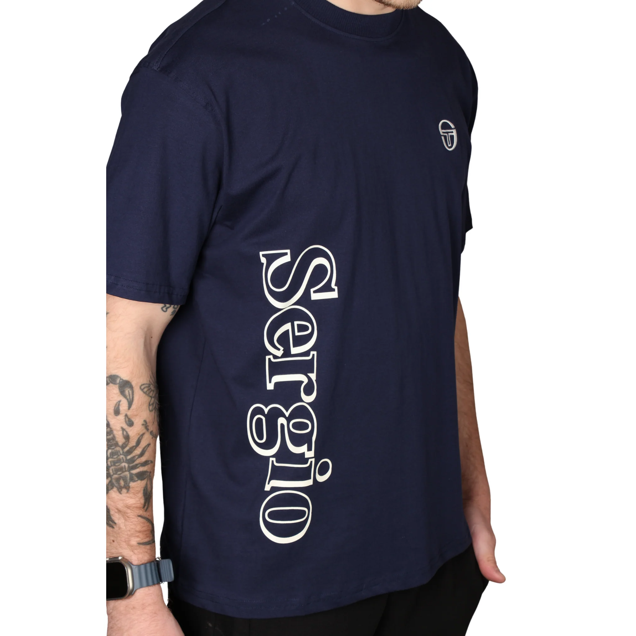 Mens Sergio Tacchini Maritime Blue Furato Graphic S/s T Shirt - Image 3