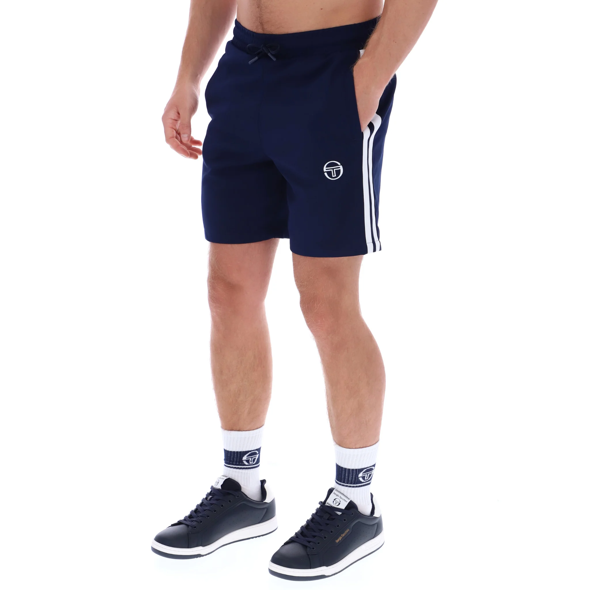 Mens Sergio Tacchini Maritime Blue/White Pietrapertosa Shorts - Image 2