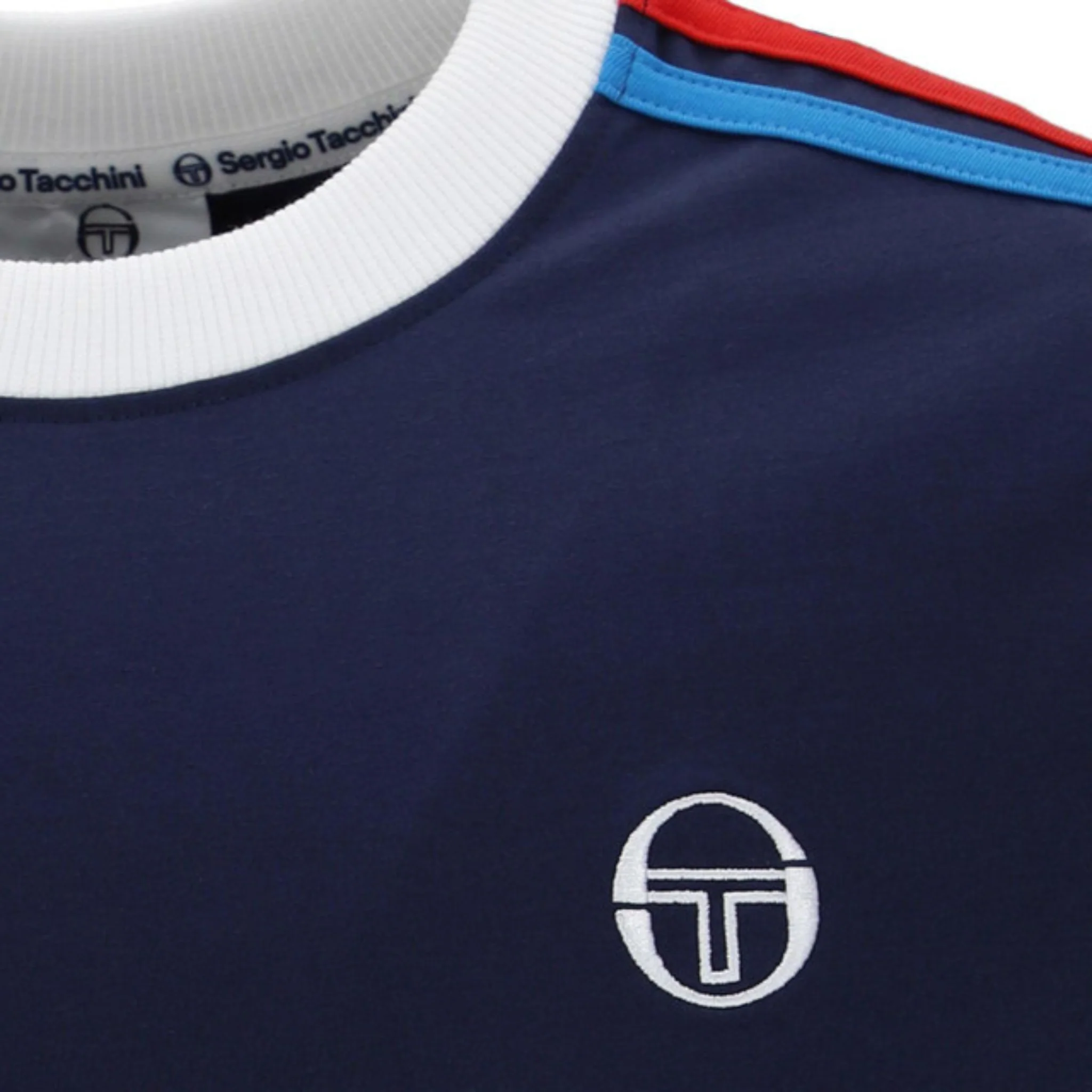 Mens Sergio Tacchini Maritime Blue/White Triste S/s T Shirt - Image 2