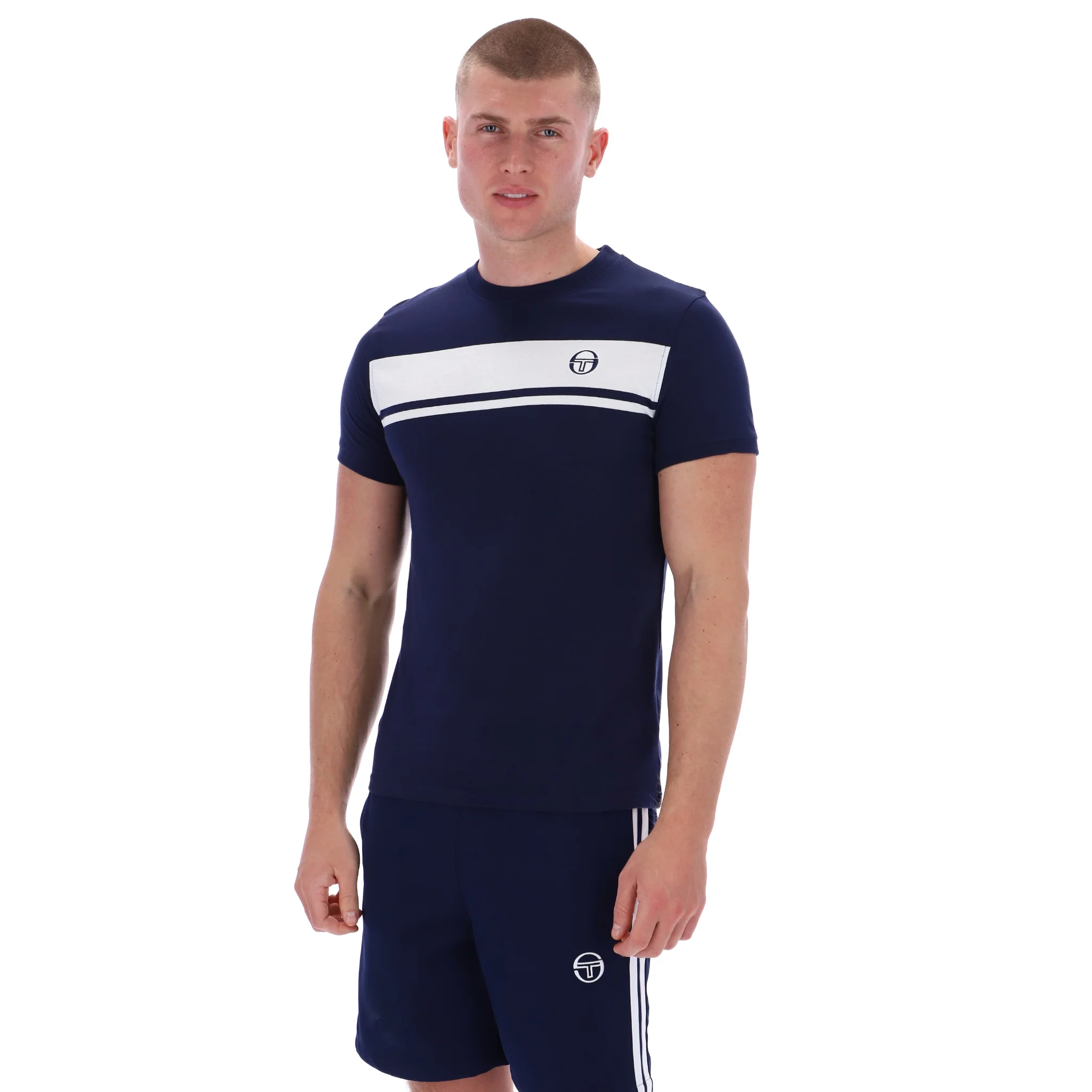 Mens Sergio Tacchini Navy/White Master S/s T Shirt - Image 2