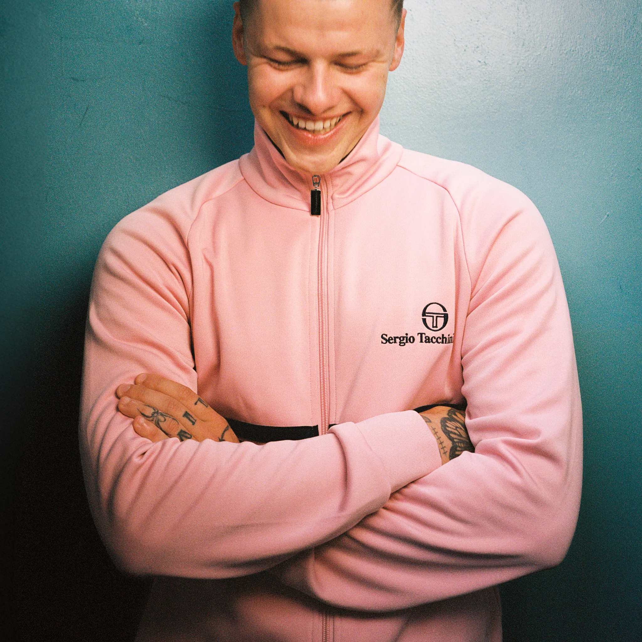 Mens Sergio Tacchini Quartz Pink/Blue New Dallas Track Top - Image 2