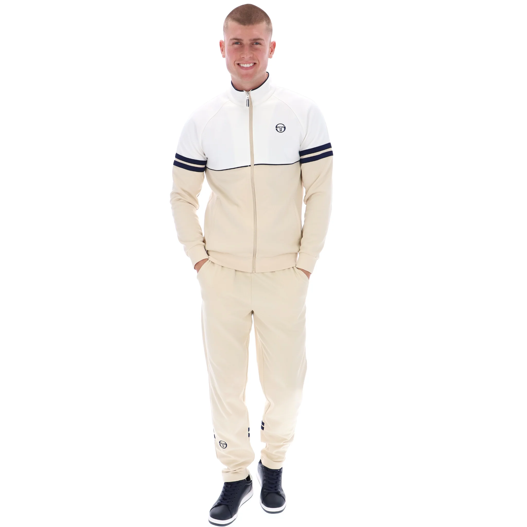 Mens Sergio Tacchini Sandshell/Maritime Blue Orion Track Pants - Image 3