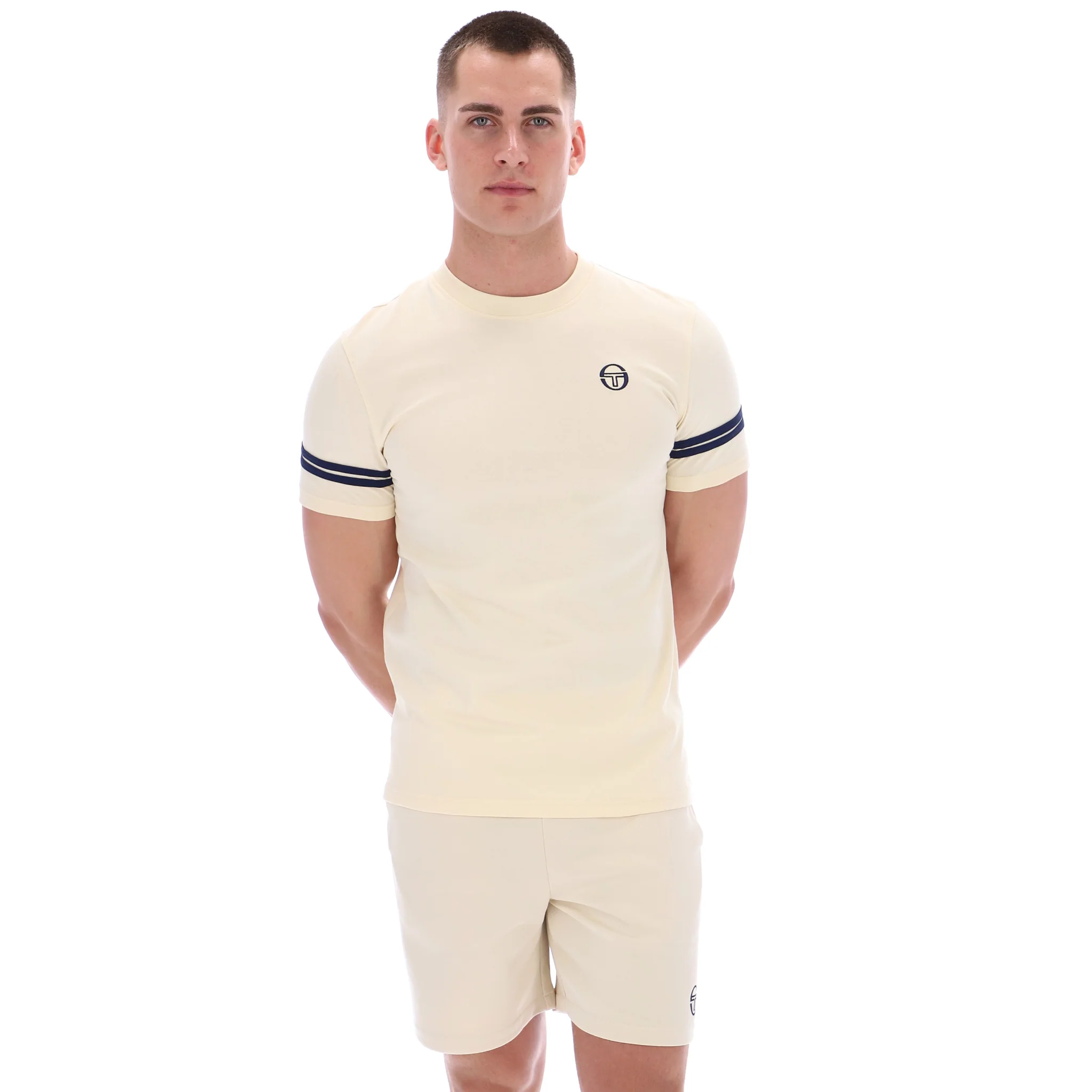 Mens Sergio Tacchini Sandshell/Maritime Grello S/s T Shirt - Image 2