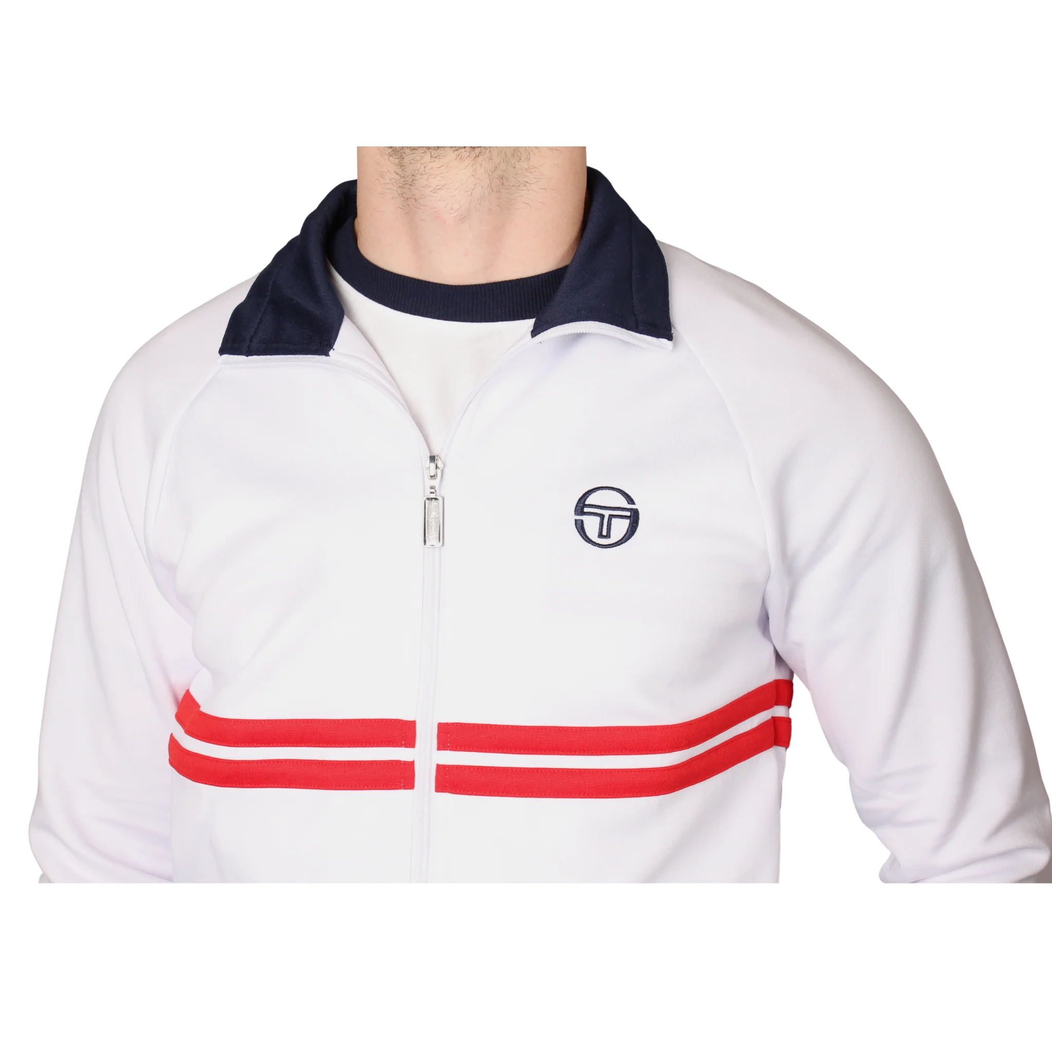 Mens Sergio Tacchini White/Maritime Blue/Adrenaline Rush Dallas Track Top - Image 4
