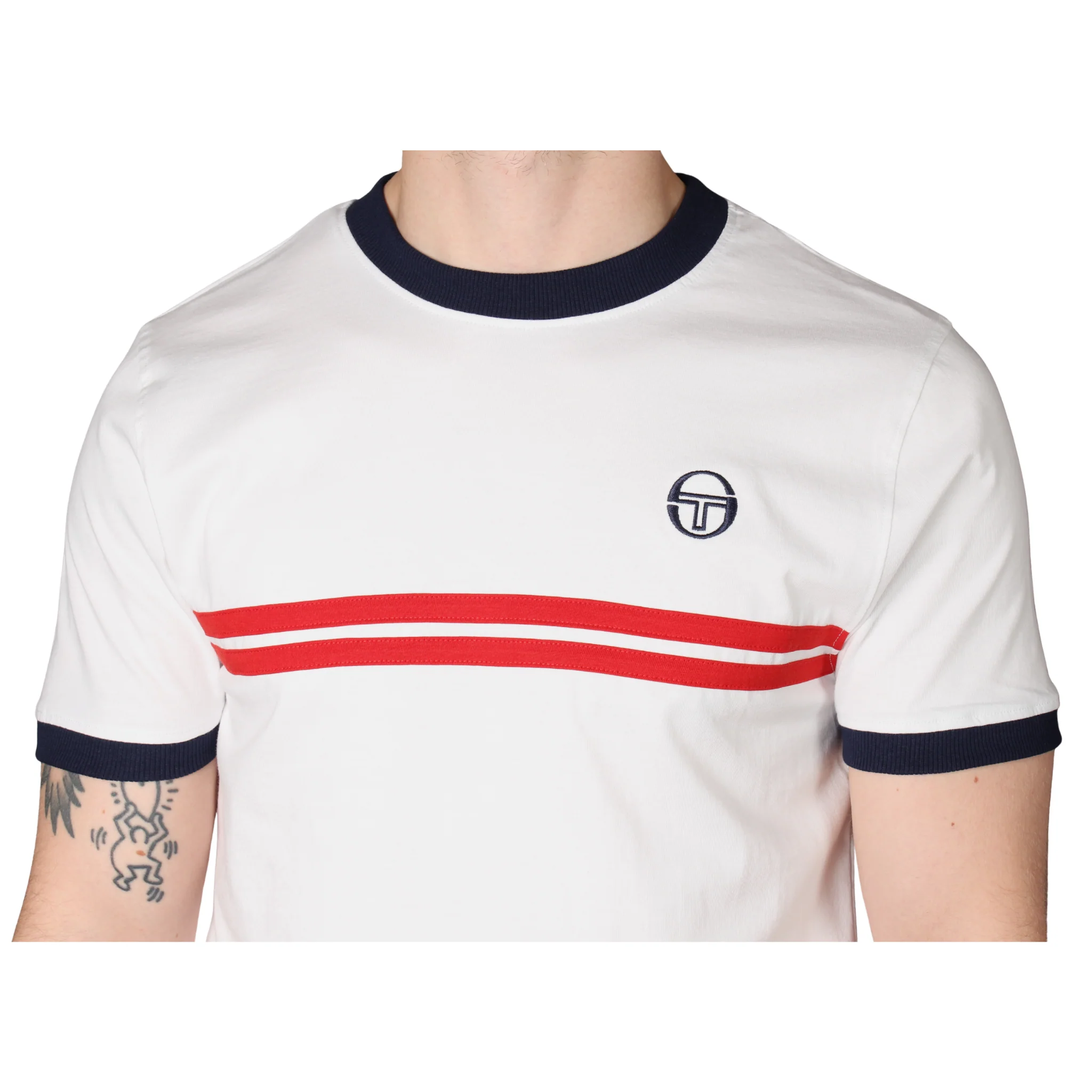 Mens Sergio Tacchini White/Maritime Blue/Adrenaline Rush Supermac S/s T Shirt - Image 3