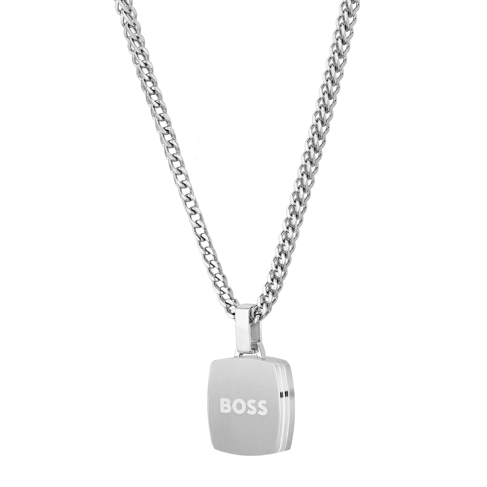 Mens BOSS Silver/Black Onyx Odell Pendant Necklace - Image 3