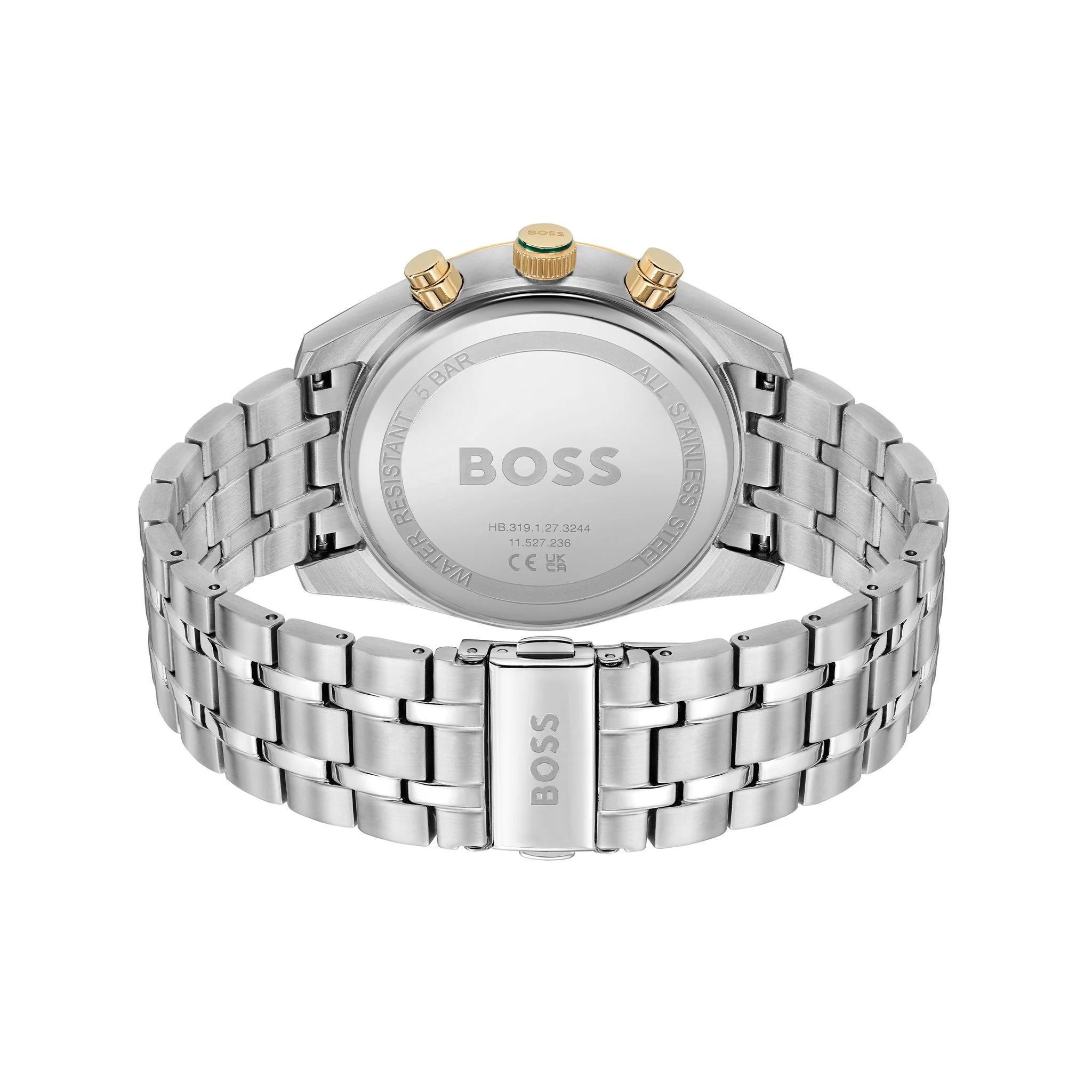 Mens BOSS Silver/Green/Gold Skytraveller Bracelet Watch - Image 3
