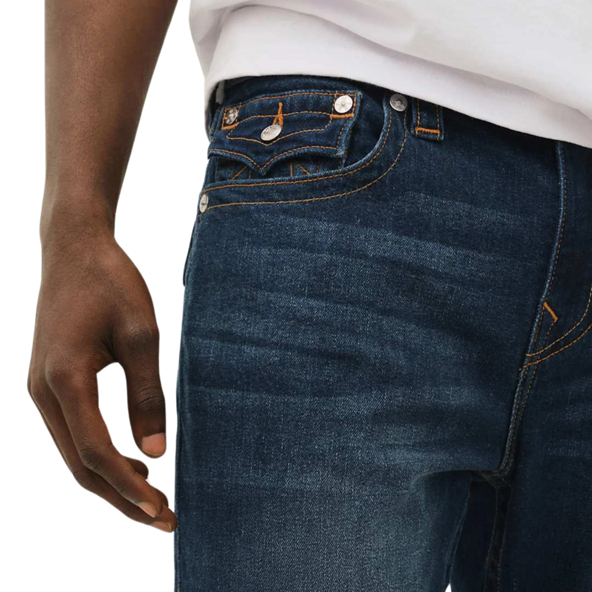 Mens True Religion Damon Dark Wash Ricky SN Flap Jeans - Image 6