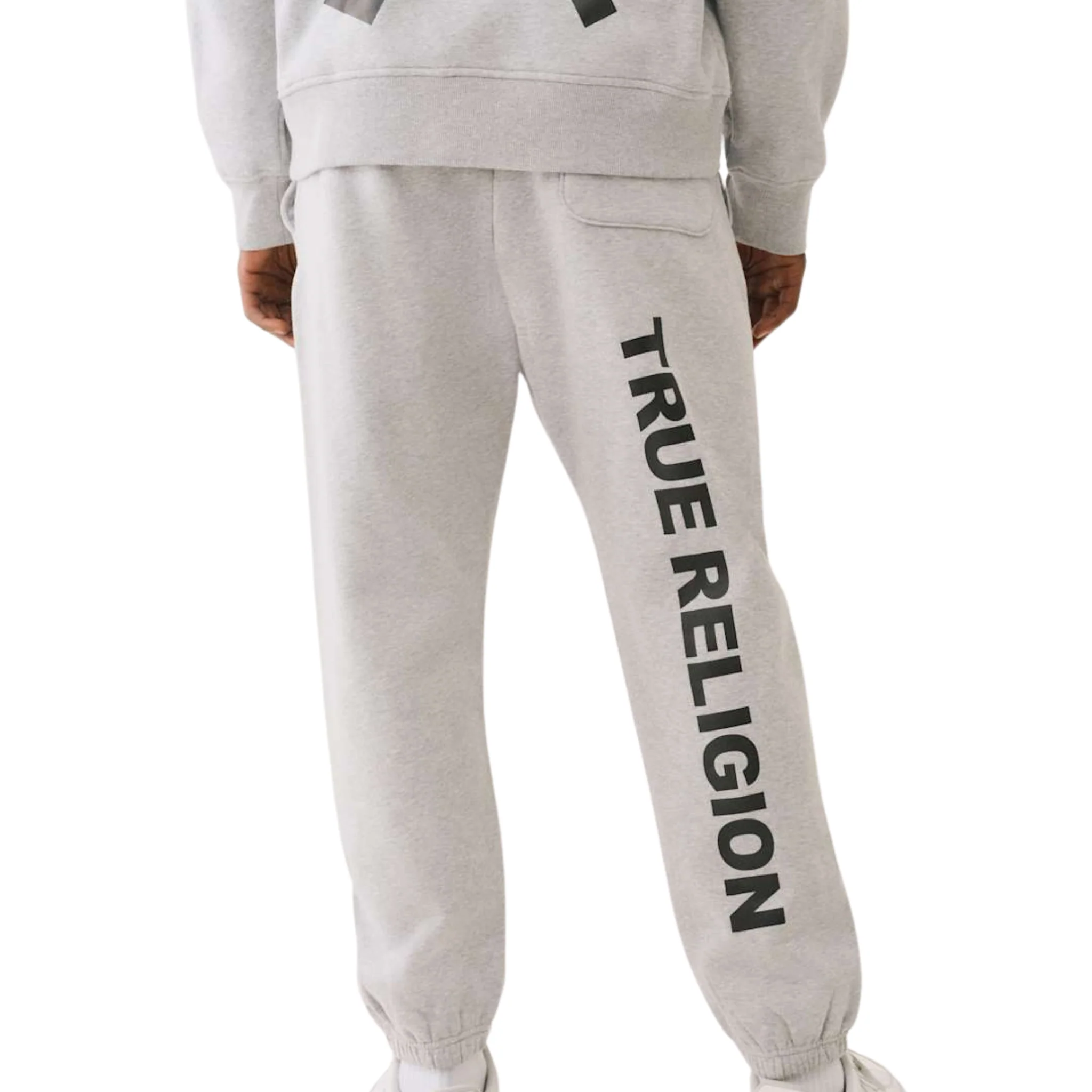Mens True Religion Heather Grey Buddha Face Sweat Pants - Image 2