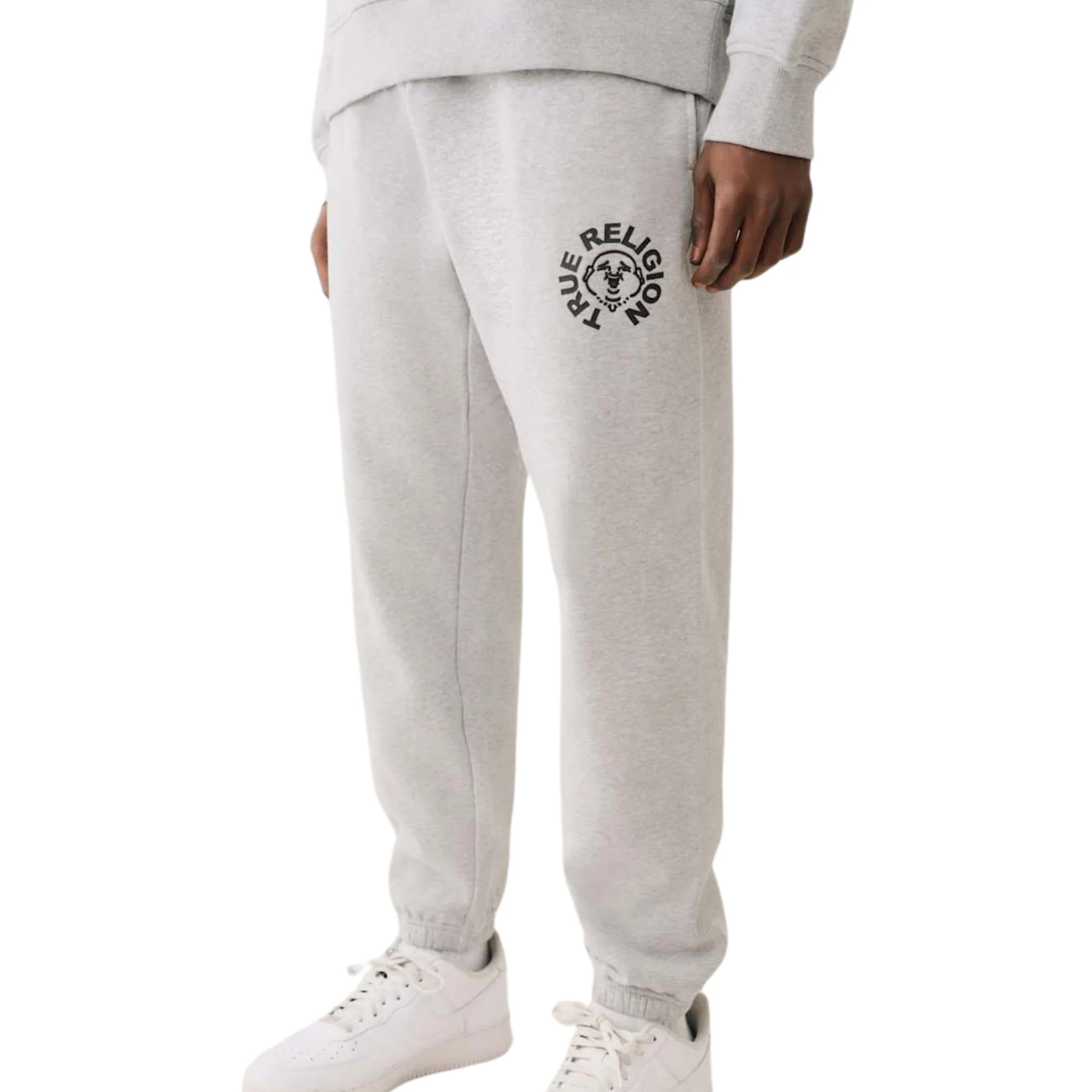 Mens True Religion Heather Grey Buddha Face Sweat Pants - Image 3