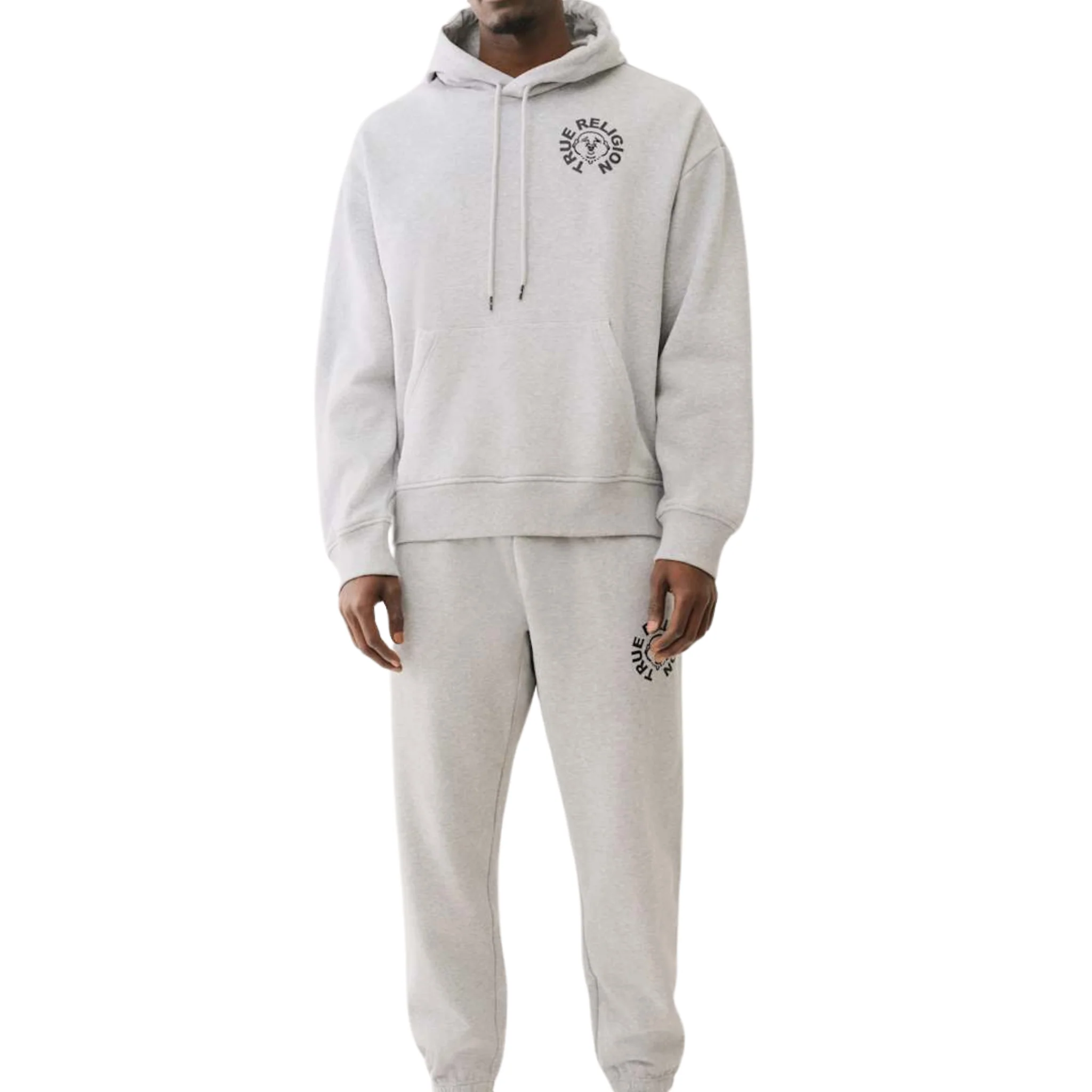 Mens True Religion Heather Grey Buddha Face Sweat Pants - Image 4