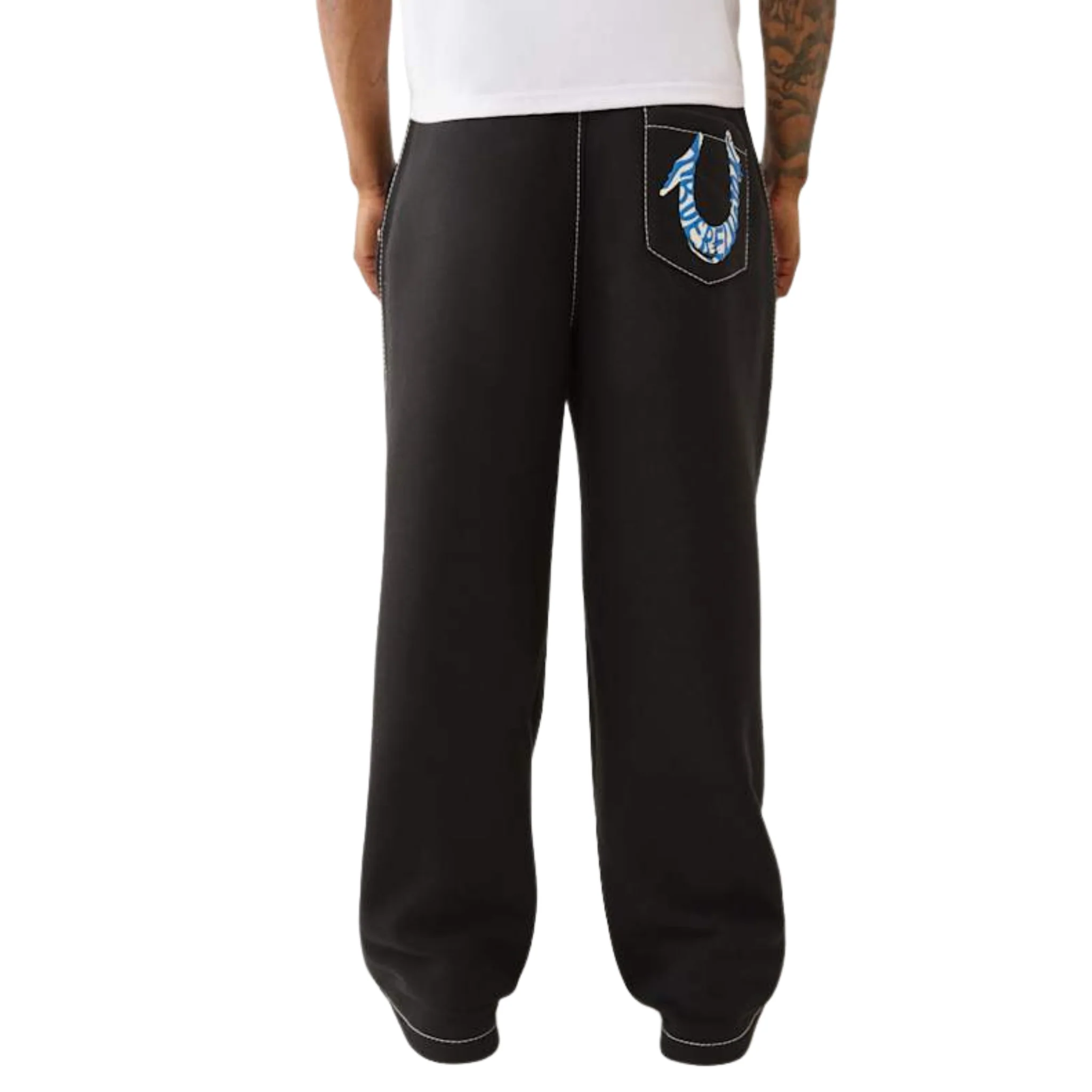 Mens True Religion Jet Black HS Paint Baggy Big T Sweat Pants - Image 4