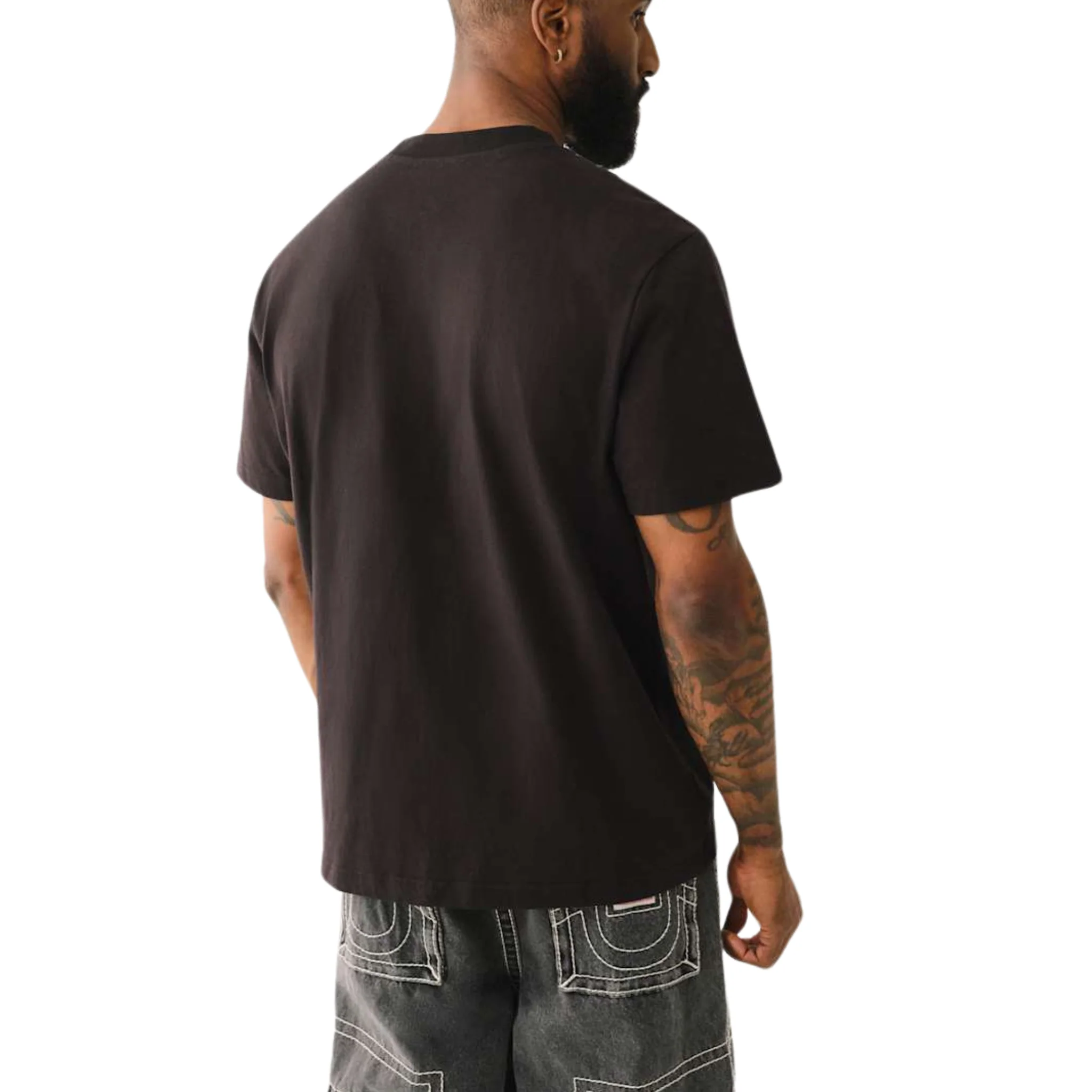 Mens True Religion Jet Black Mesh Box Logo S/s T Shirt - Image 2