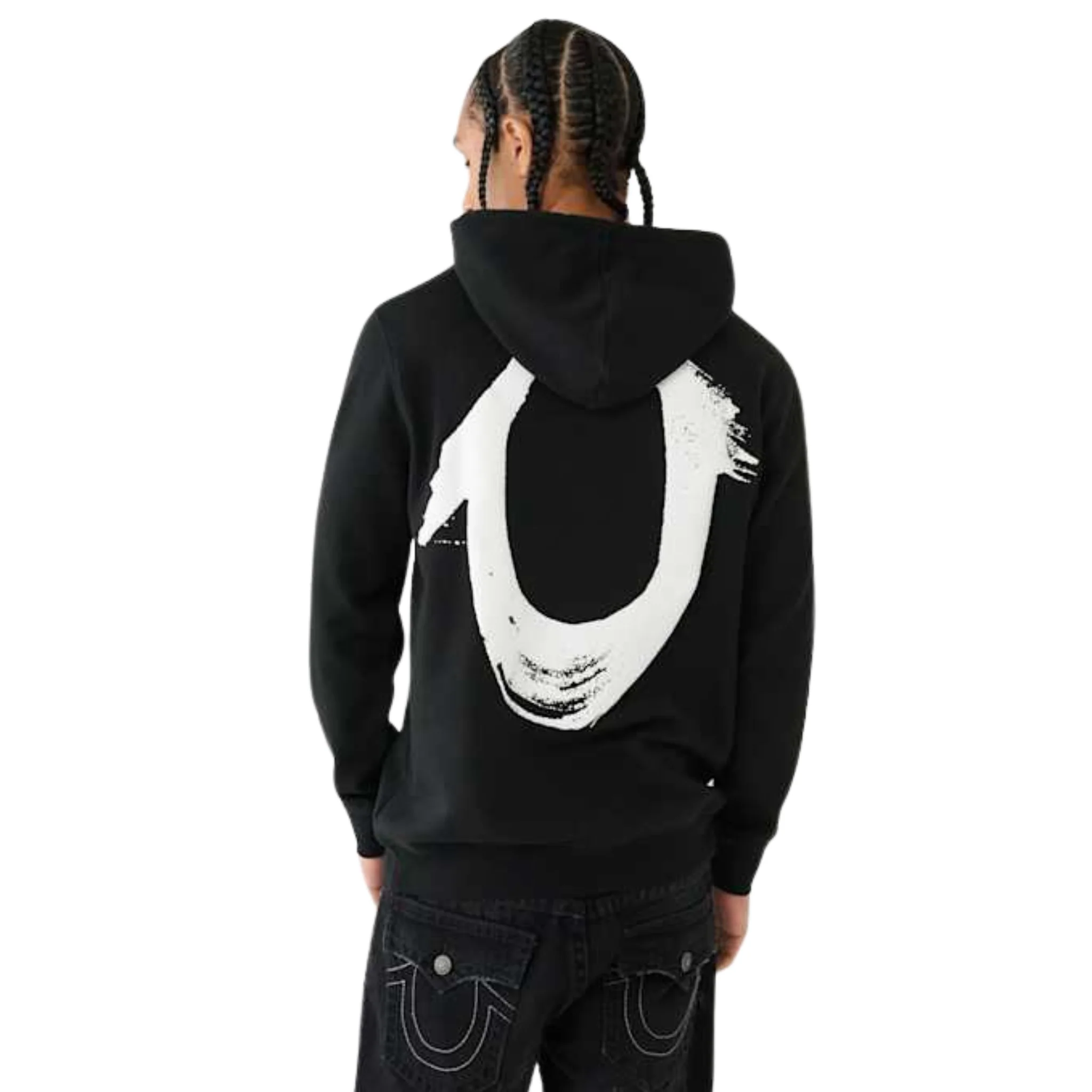 Mens True Religion Jet Black Painted HS Hoodie - Image 4