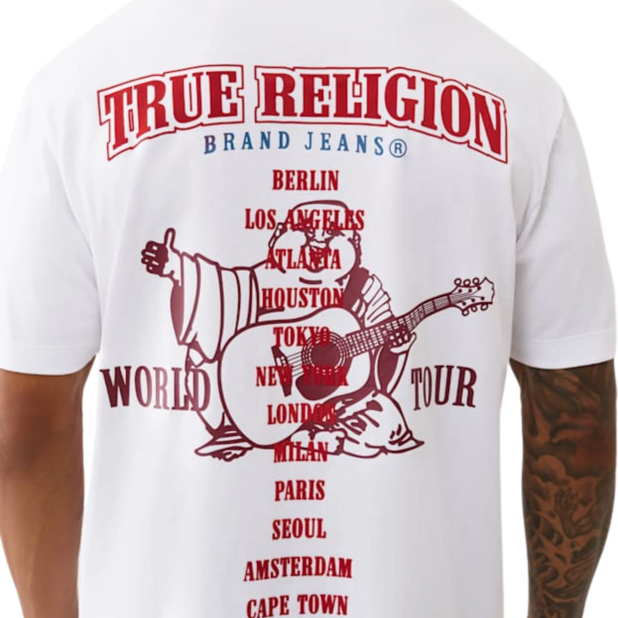 Mens True Religion Optic White Flock Buddha S/s T Shirt - Image 2