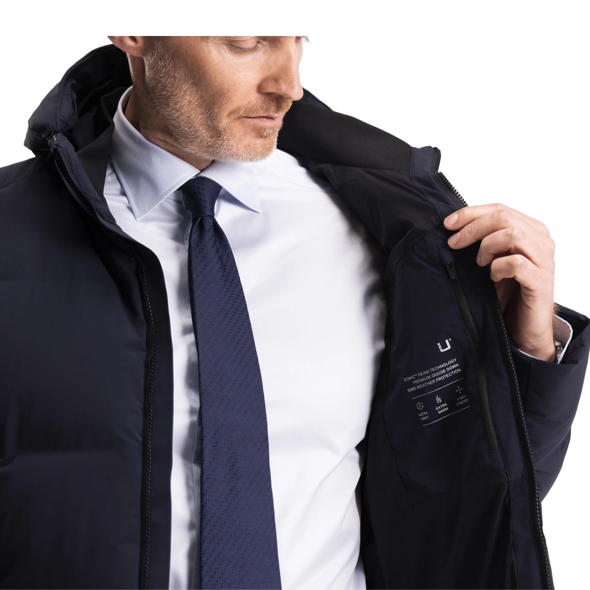 Mens UBR Navy Bolt XP Down Jacket - Image 2