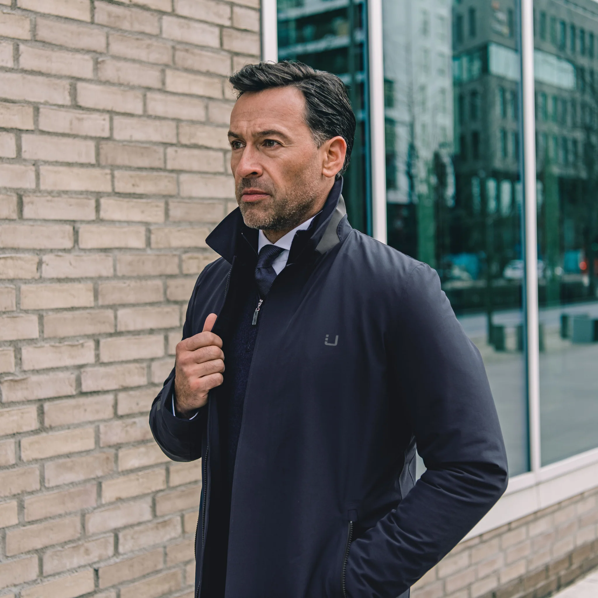 Mens UBR Navy Regulator Coat - Image 2