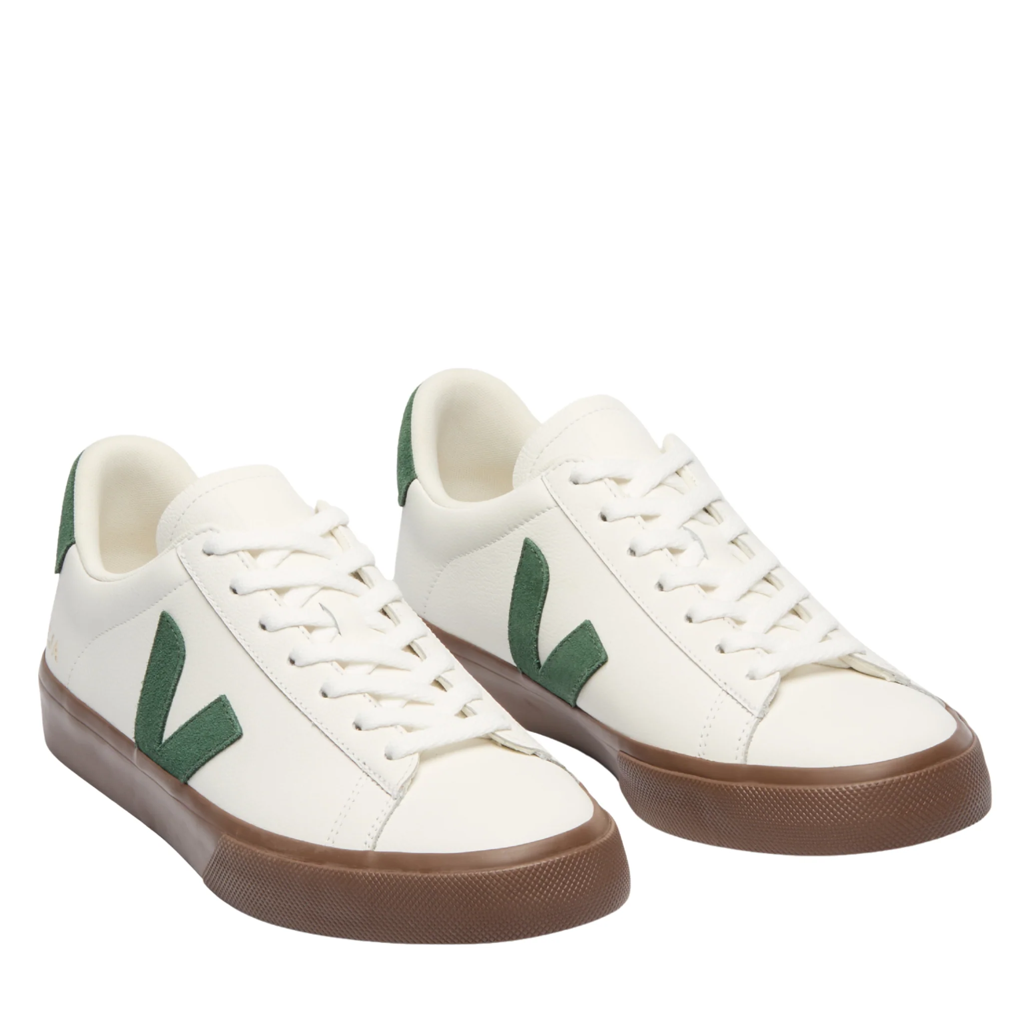 Mens VEJA White/Cyprus/Bark Campo Leather Trainers - Image 2