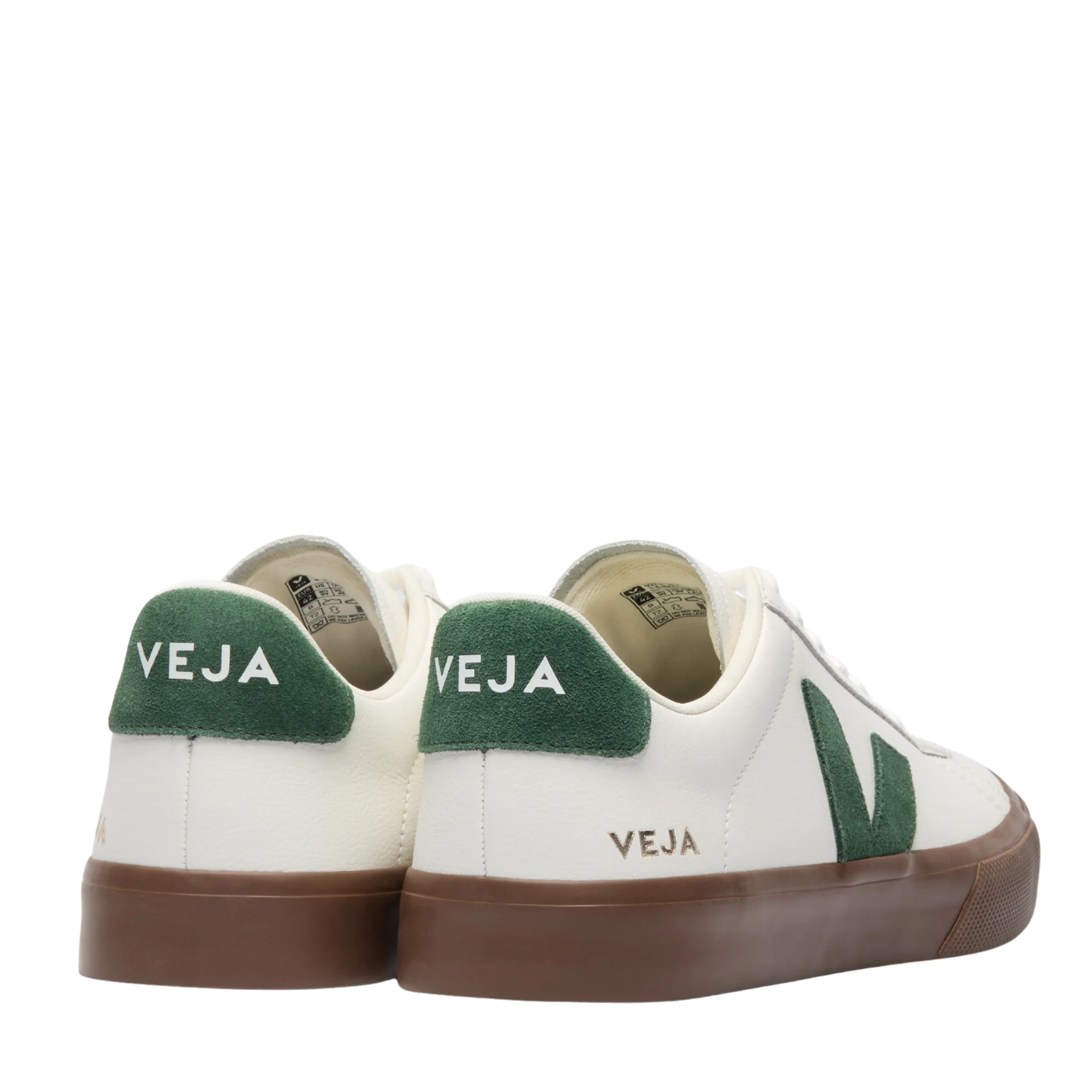 Mens VEJA White/Cyprus/Bark Campo Leather Trainers - Image 3