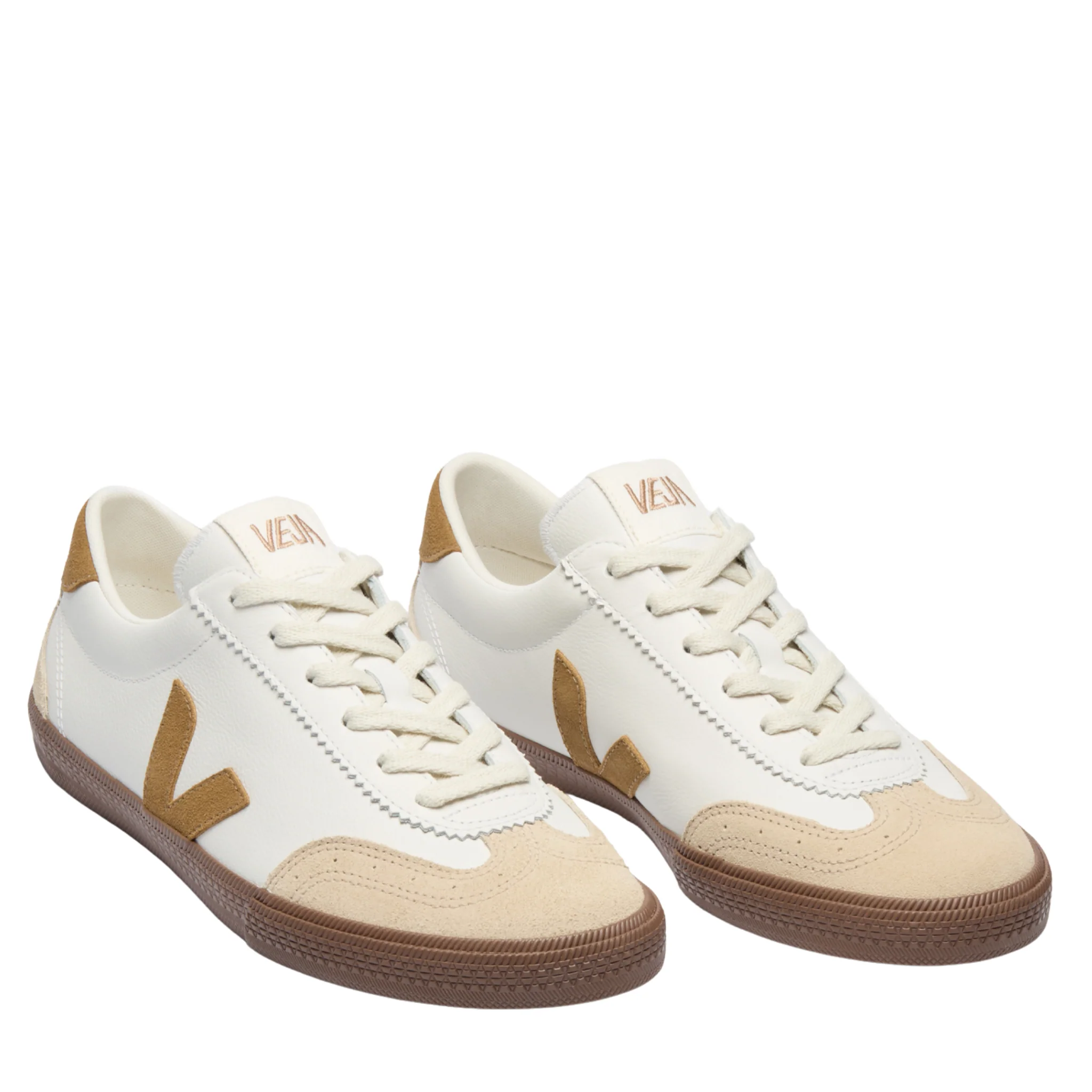 Mens VEJA White/Tent/Bark Volley O.T. Leather Trainers - Image 3