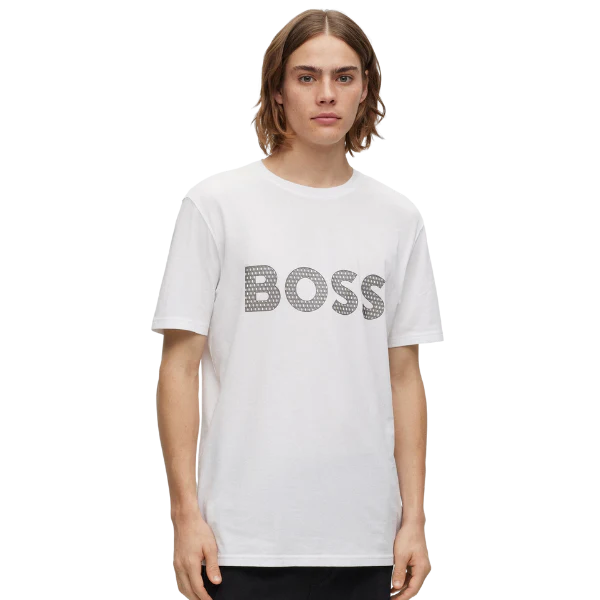 Mens BOSS White TeeBOSSRete S/s T Shirt - Image 2