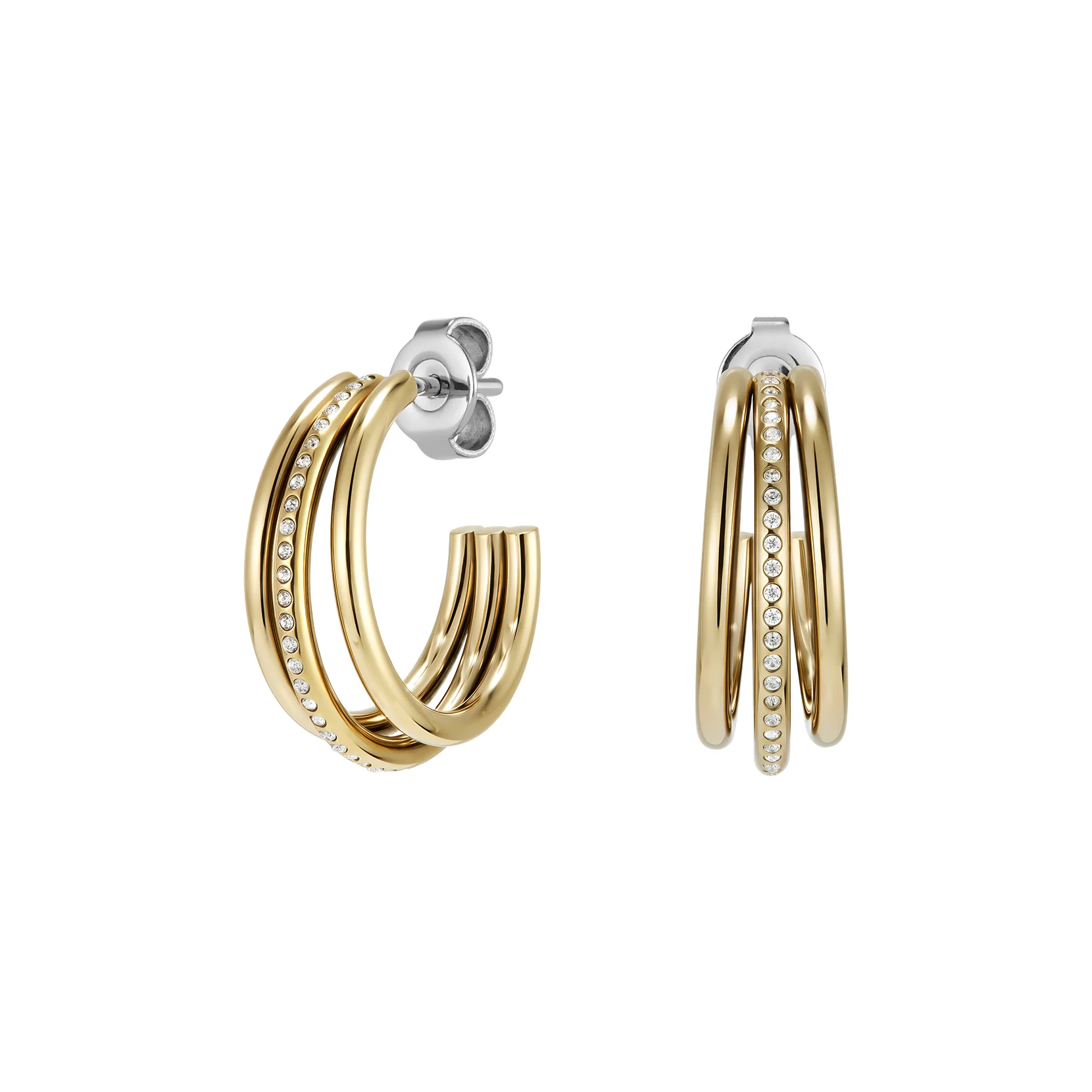 Womens Olivia Burton Gold Ever Stacked Hoop Earrings - Image 3