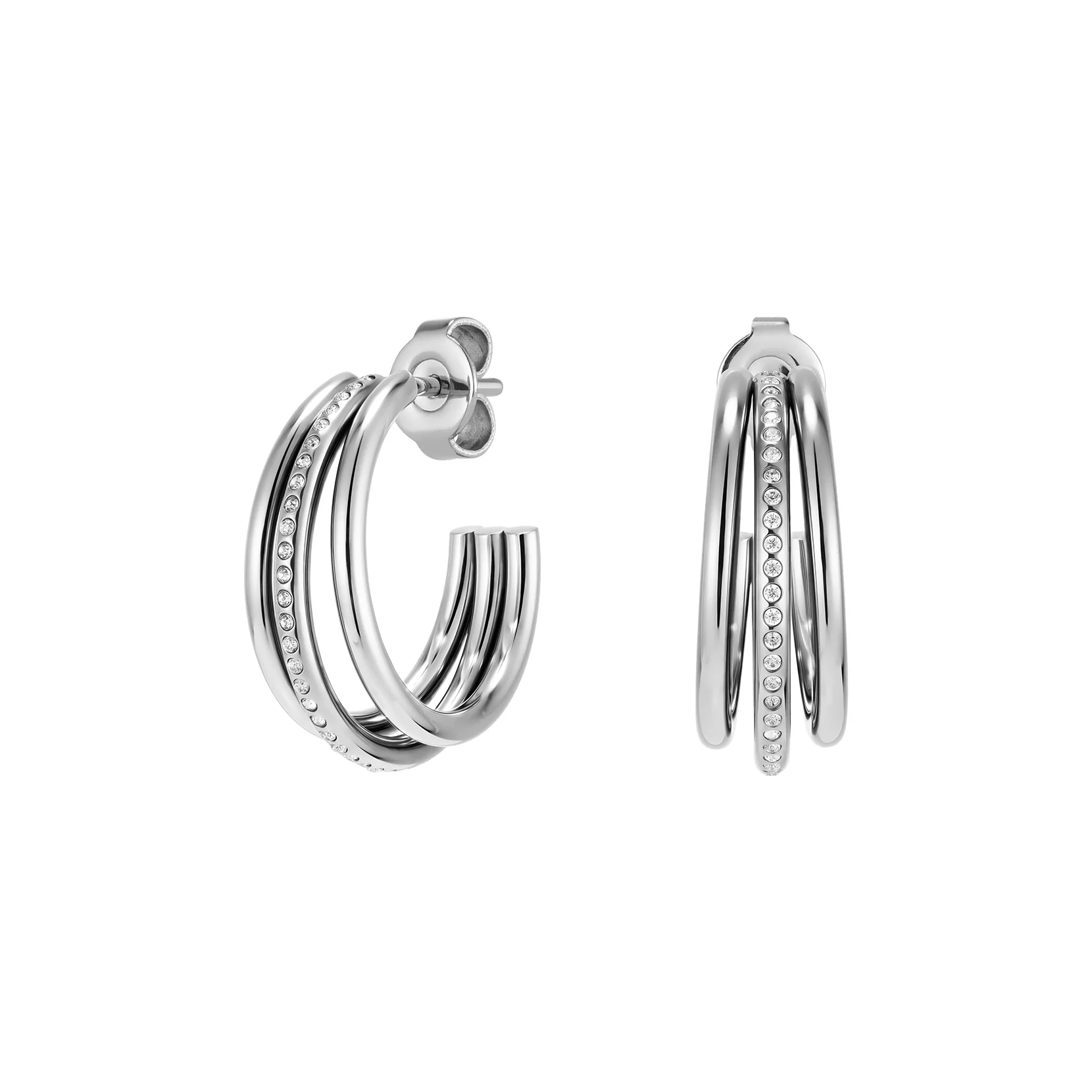 Womens Olivia Burton Silver Ever Stacked Hoop Earrings - Image 3