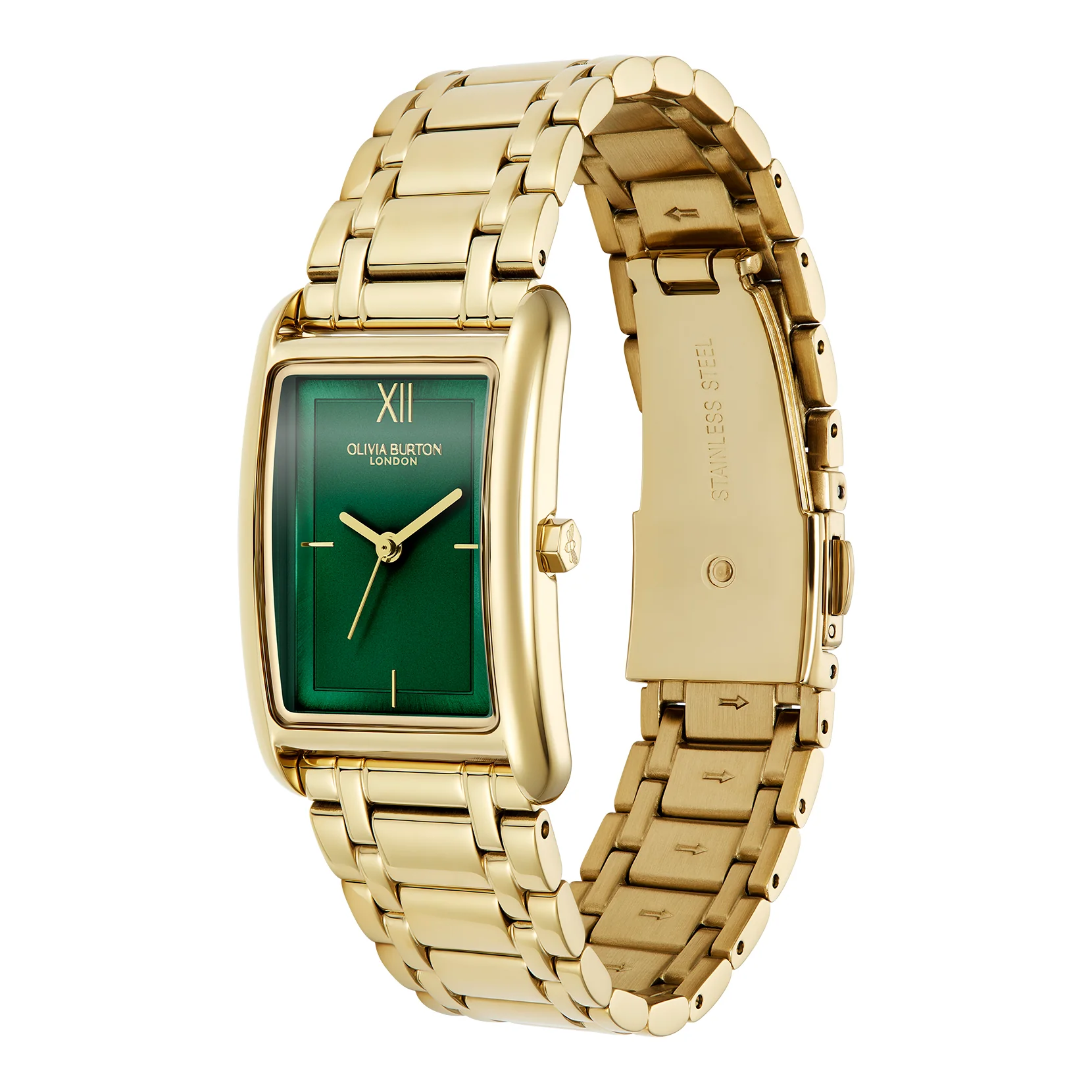 Womens Olivia Burton Gold/Forest Green Grove Tank Bracelet Watch - Image 2