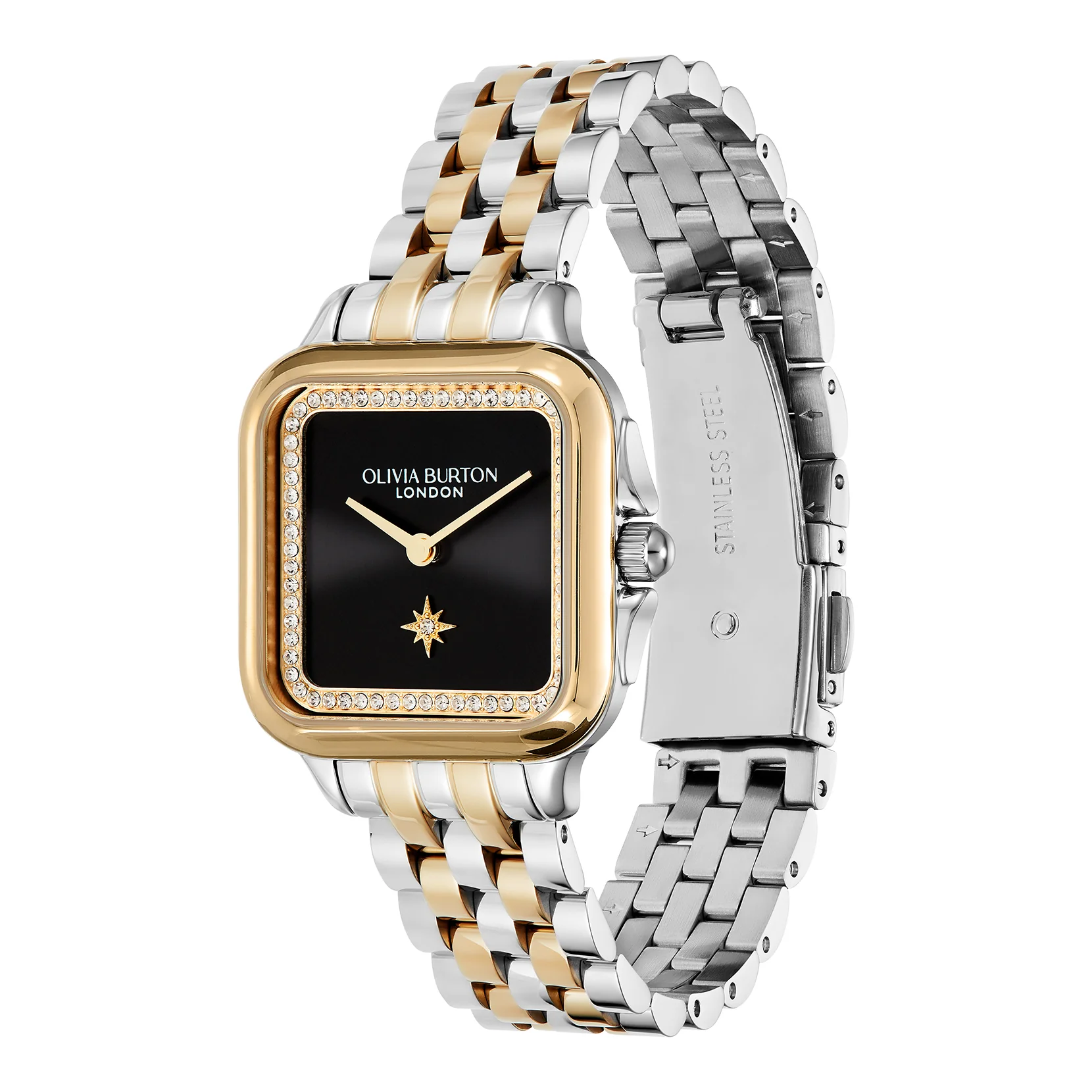 Womens Olivia Burton Silver/Gold/Black Grosvenor Bracelet Watch - Image 2