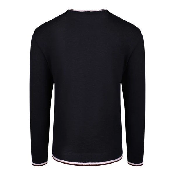 Mens Paul and Shark Navy Iconic Badge Wool Crew Knit - Image 3