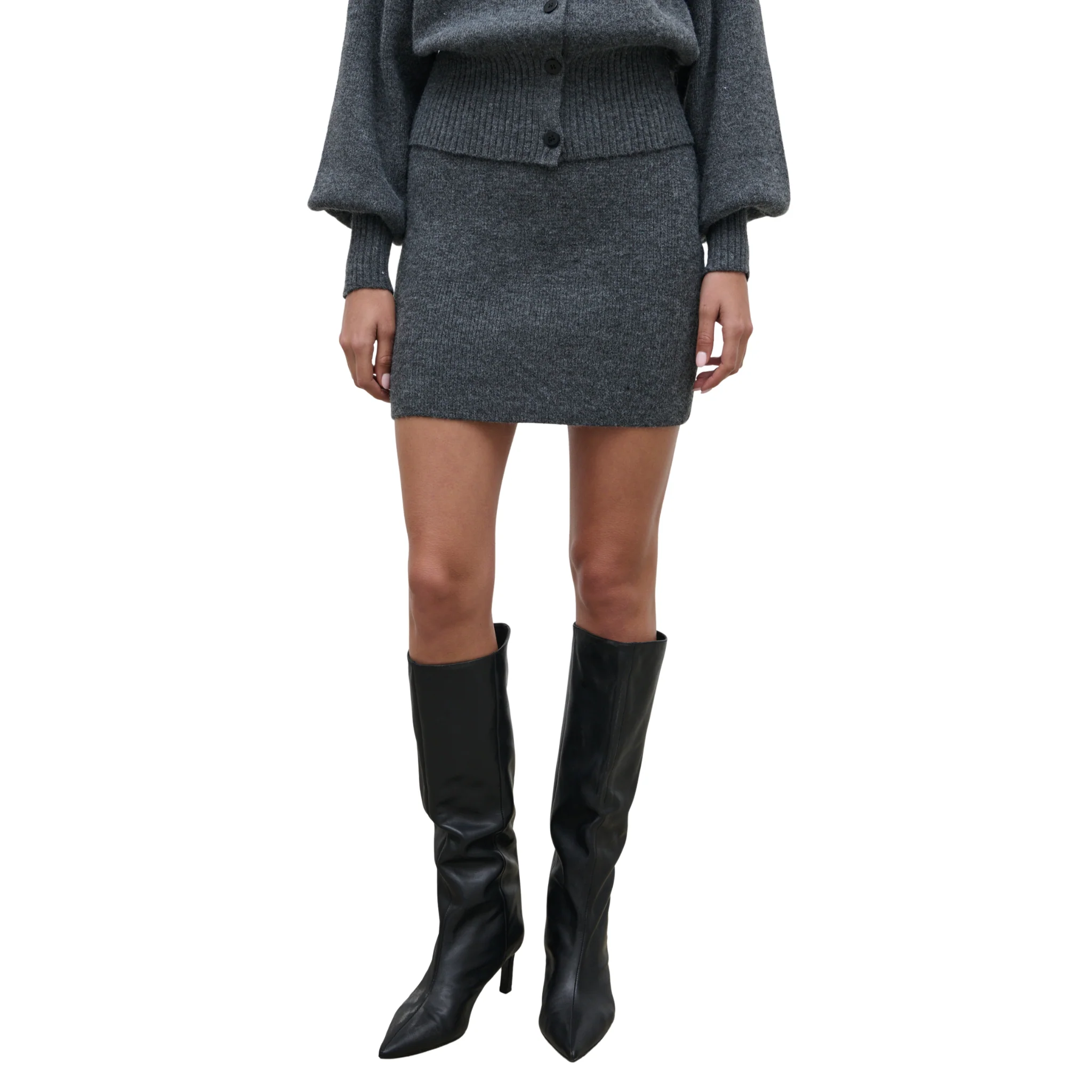 Womens Pretty Lavish Charcoal Etta Knit Co-ord Mini Skirt - Image 2