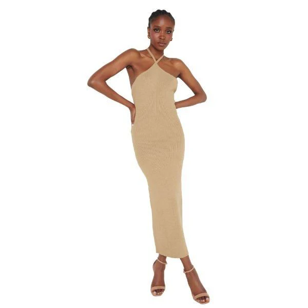 Womens Oatmeal Khloe Knit Midaxi Dress - Image 2