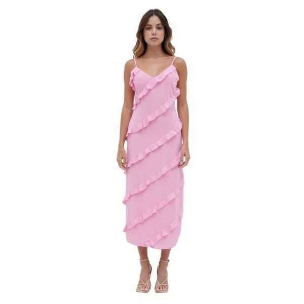 Womens Posie Pink Nadine Ruffle Midaxi Dress - Image 4