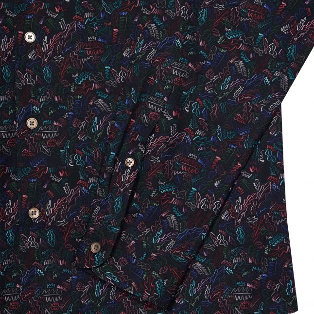 Mens Paul Smith Black Leaves Tailored Fit L/s Shirt - Image 2