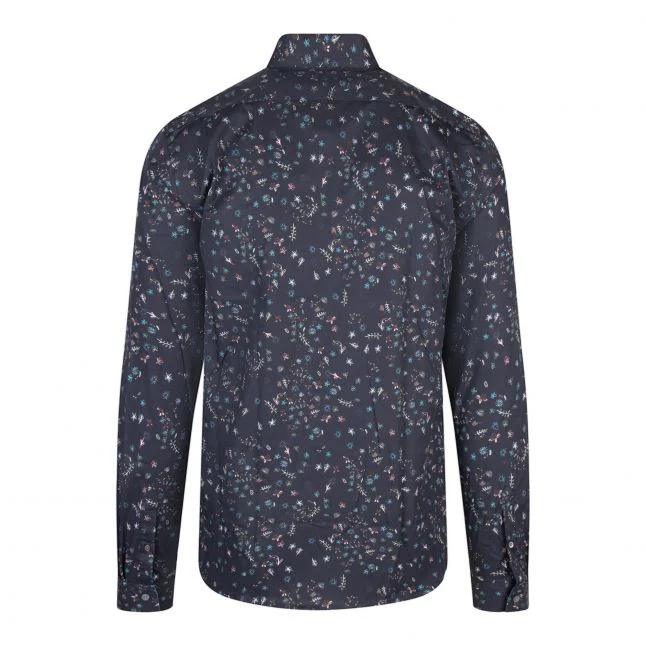 Mens Dark Navy Tailored Fit L/s Shirt - Image 2
