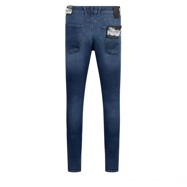 Mens Replay Dark Blue Anbass Hyperflex Eco Slim Fit Jeans - Image 3