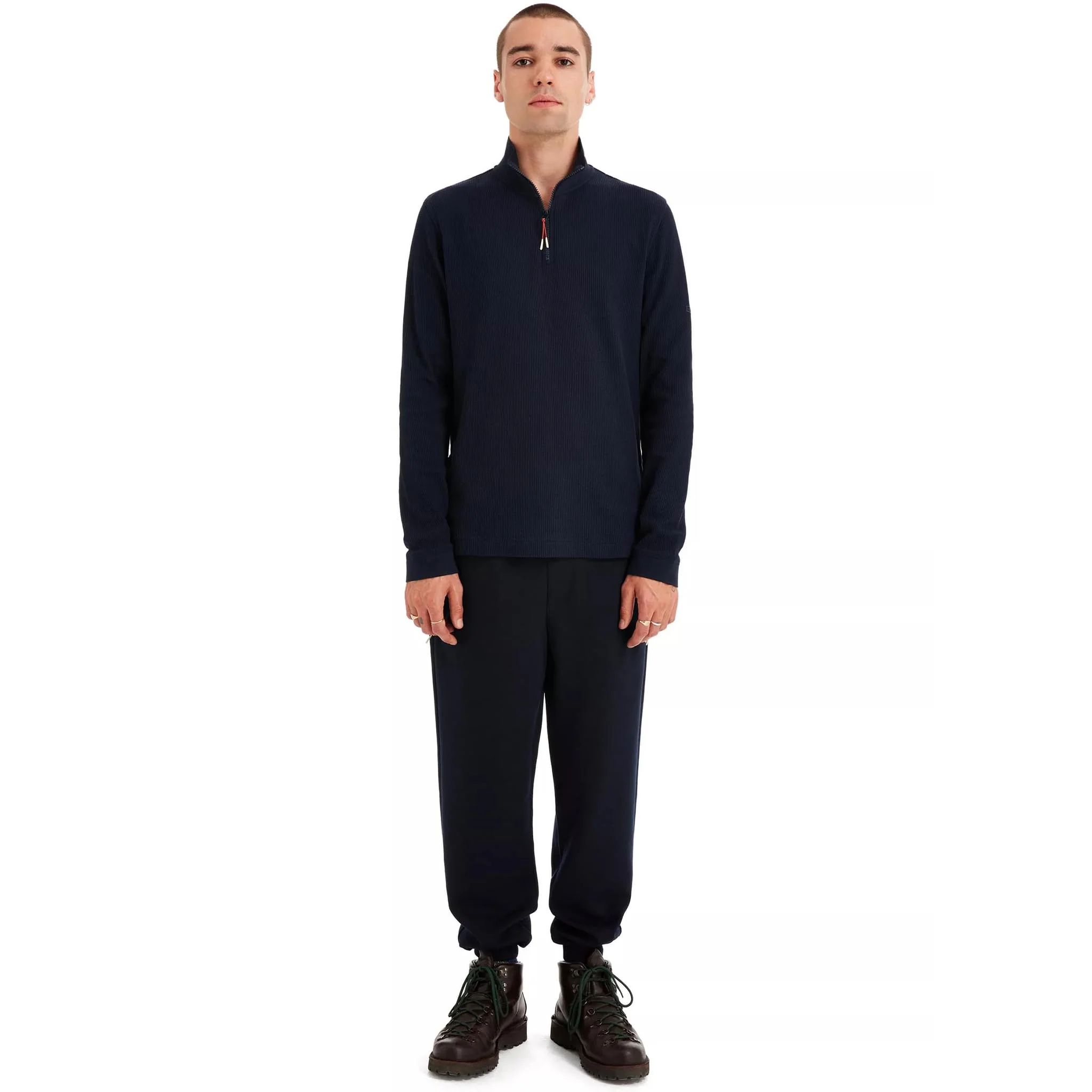 Mens Sealskinz Navy Waffle Forncett 1/4 Zip Sweat - Image 2