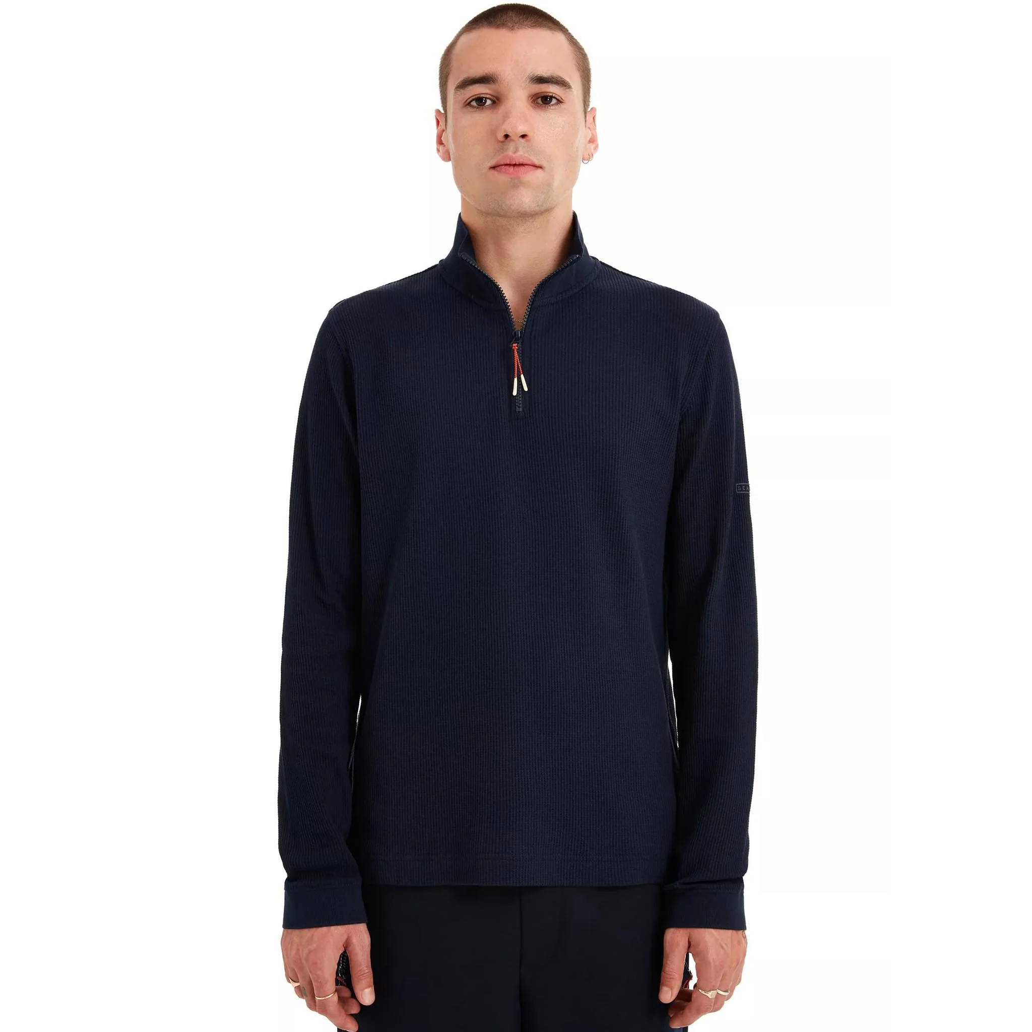 Mens Sealskinz Navy Waffle Forncett 1/4 Zip Sweat - Image 3