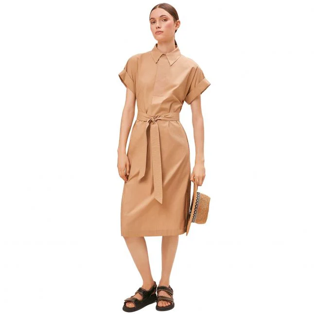 Womens Camel Clodie Shirt Midi Dress - Image 2