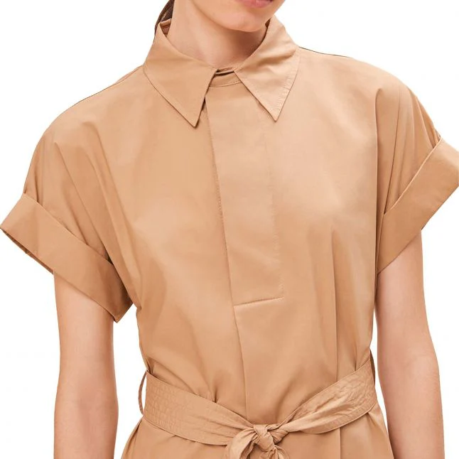 Womens Camel Clodie Shirt Midi Dress - Image 3