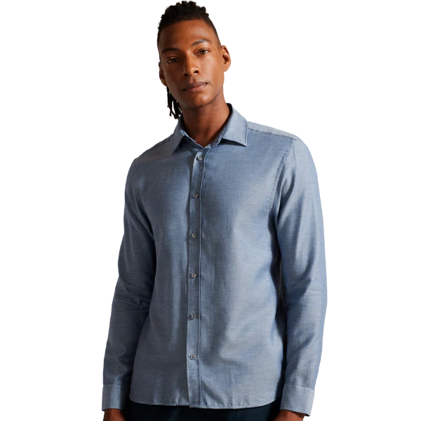 Mens Ted Baker Light Blue Crotone Herringbone L/s Shirt - Image 2