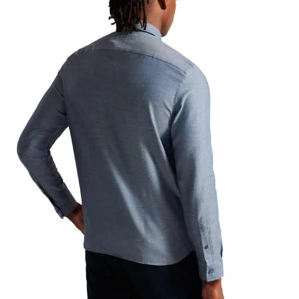 Mens Ted Baker Light Blue Crotone Herringbone L/s Shirt - Image 4