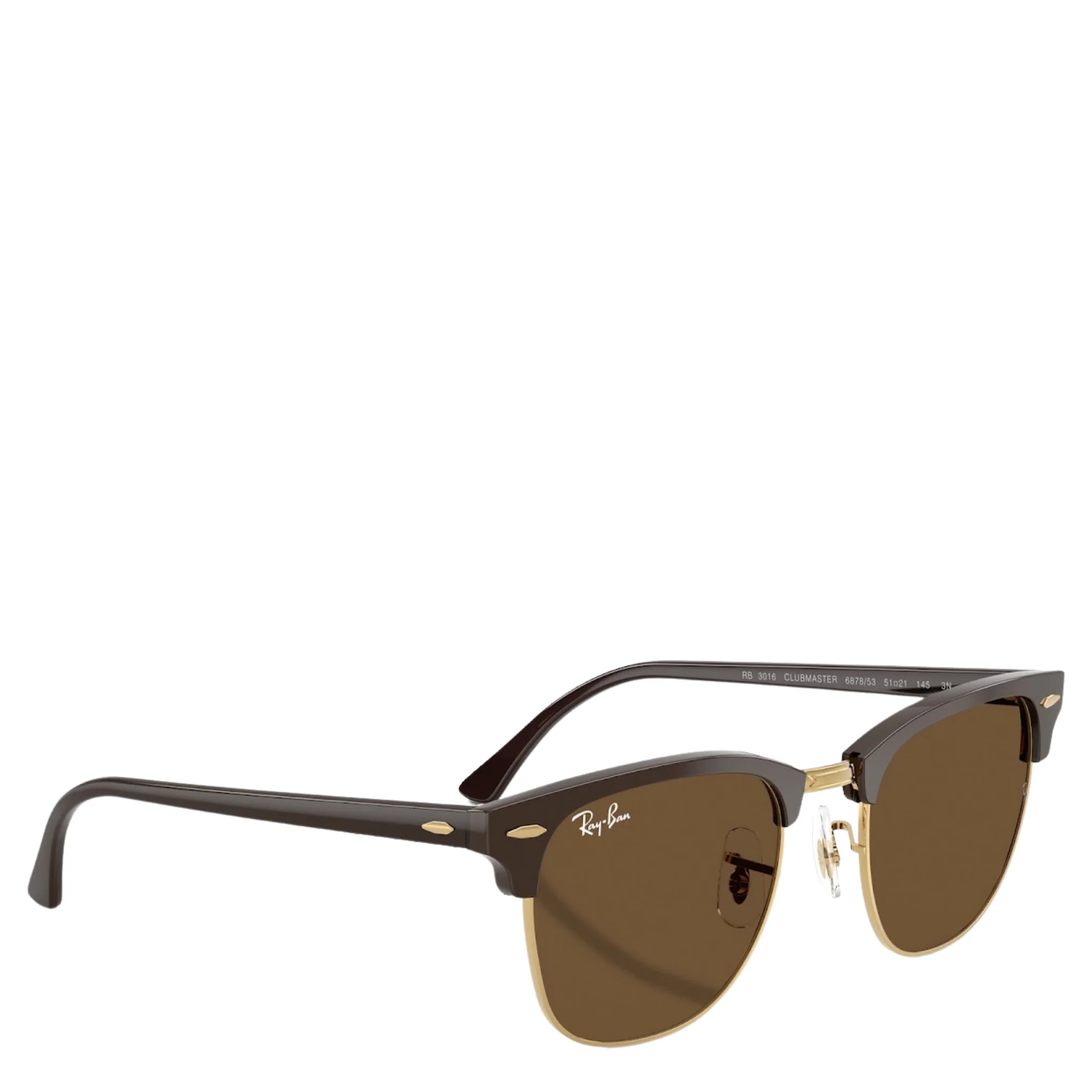 Unisex Ray-Ban 687853 Brown on Gold RB3016 Clubmaster Sunglasses - Image 3