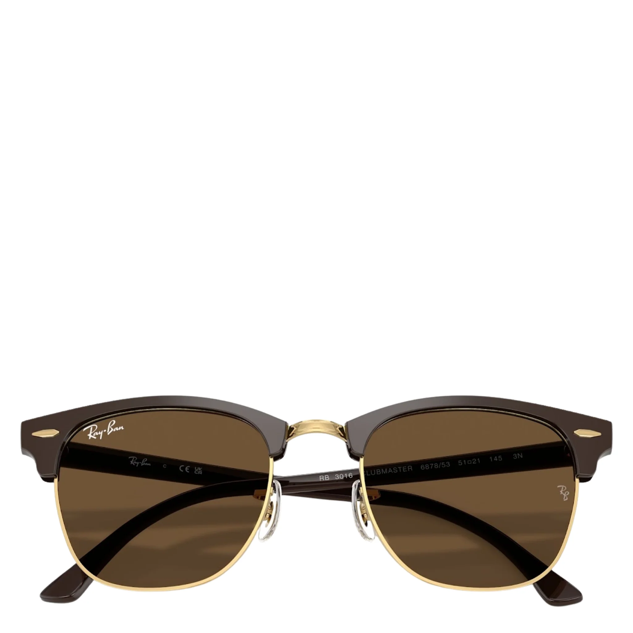 Unisex Ray-Ban 687853 Brown on Gold RB3016 Clubmaster Sunglasses - Image 6