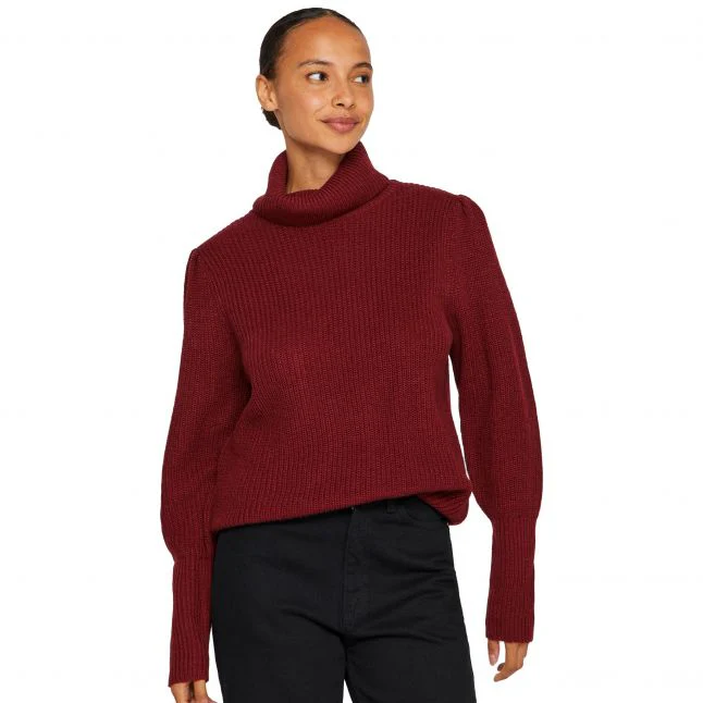 Womens Vila Cabernet Vilou Rollneck Knit - Image 2