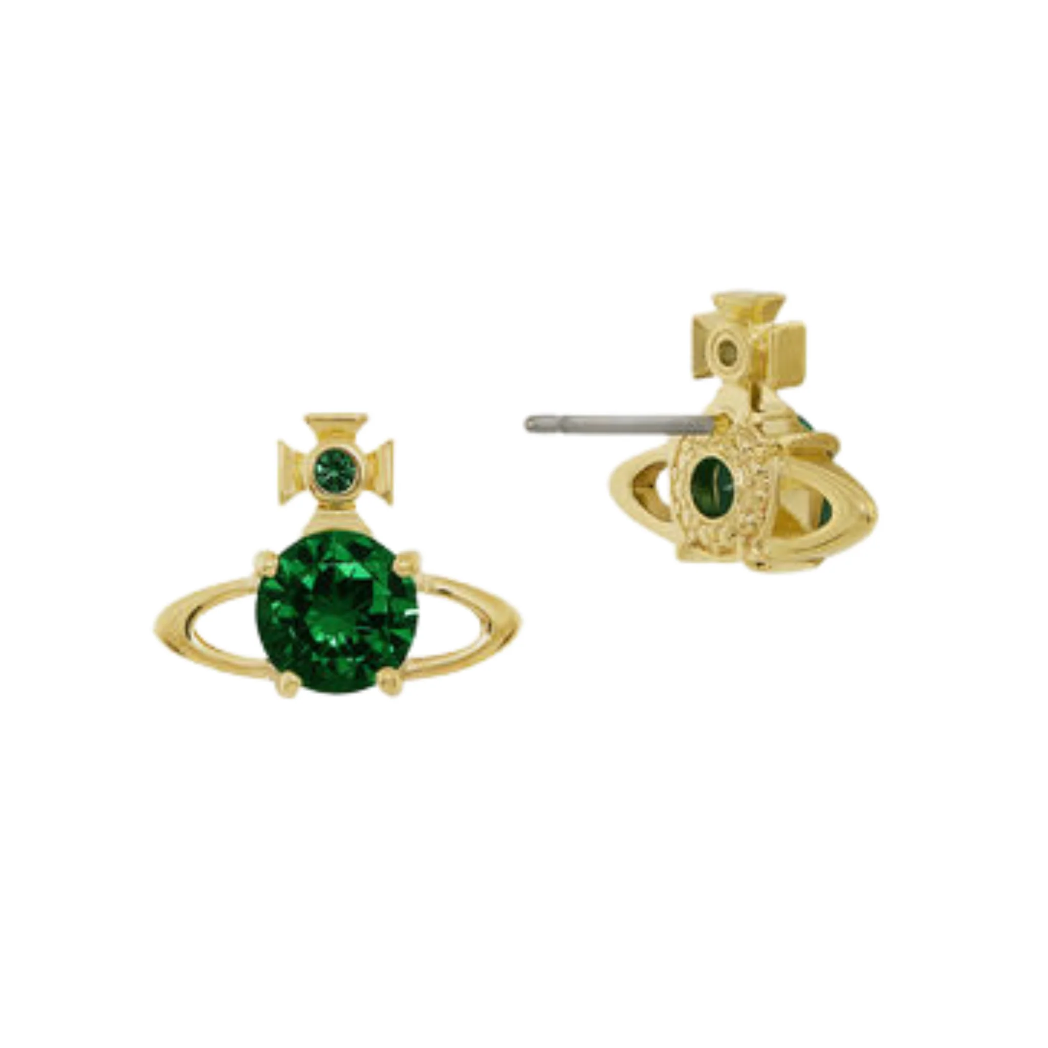 Vivienne Westwood Gold/Emerald CZ Reina Earrings - Image 2