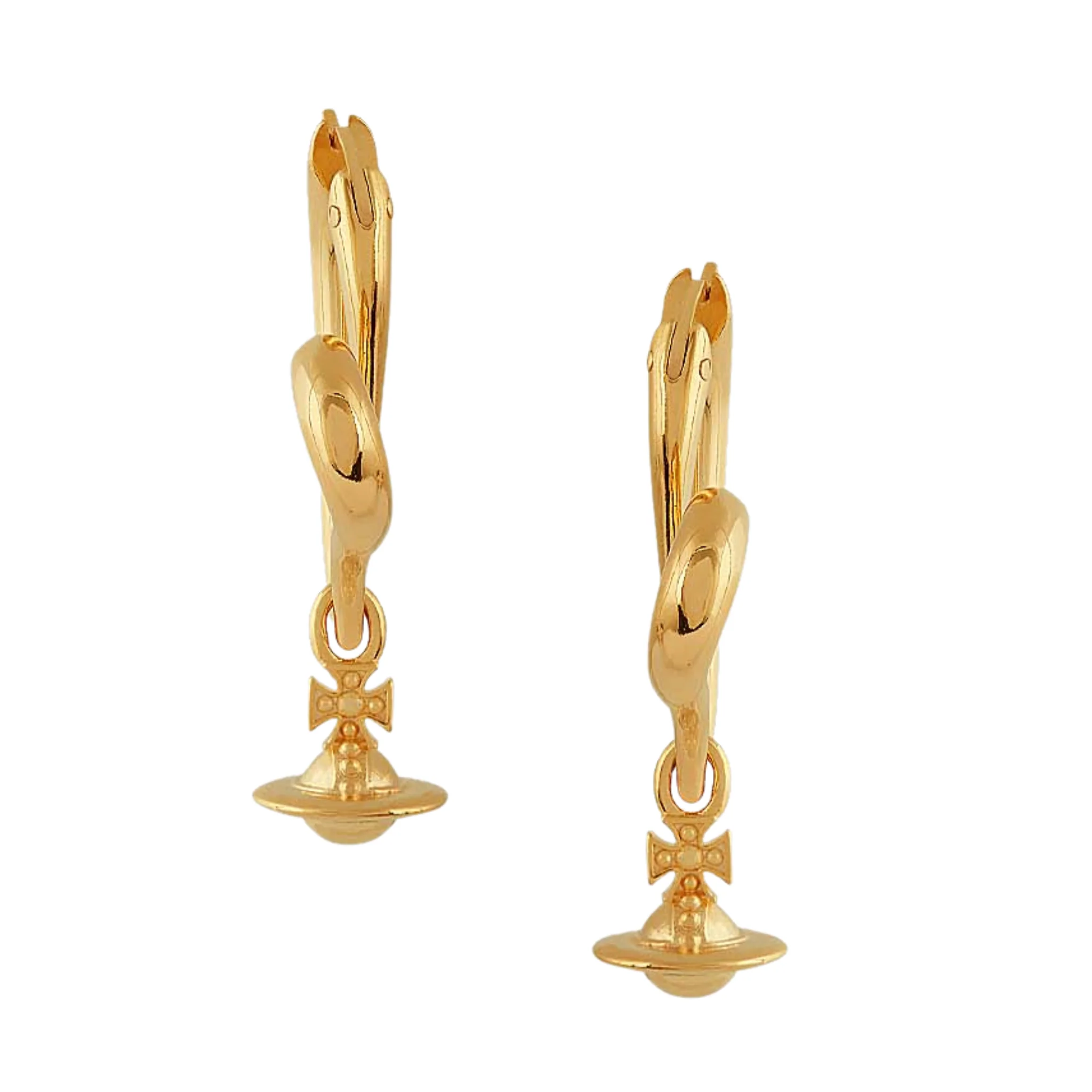 Vivienne Westwood Gold Emily Heart Hoop Drop Earrings - Image 2